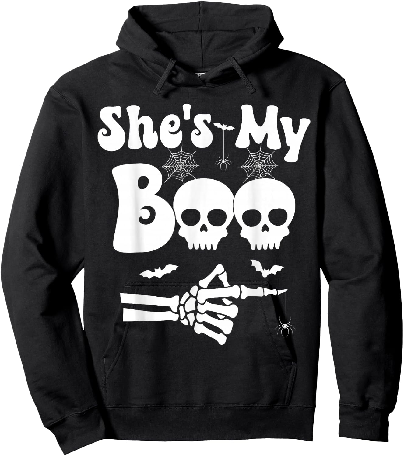 She’s My Boo Skeleton Couples Matching Couple Halloween Hoodie - Hoodie | Black