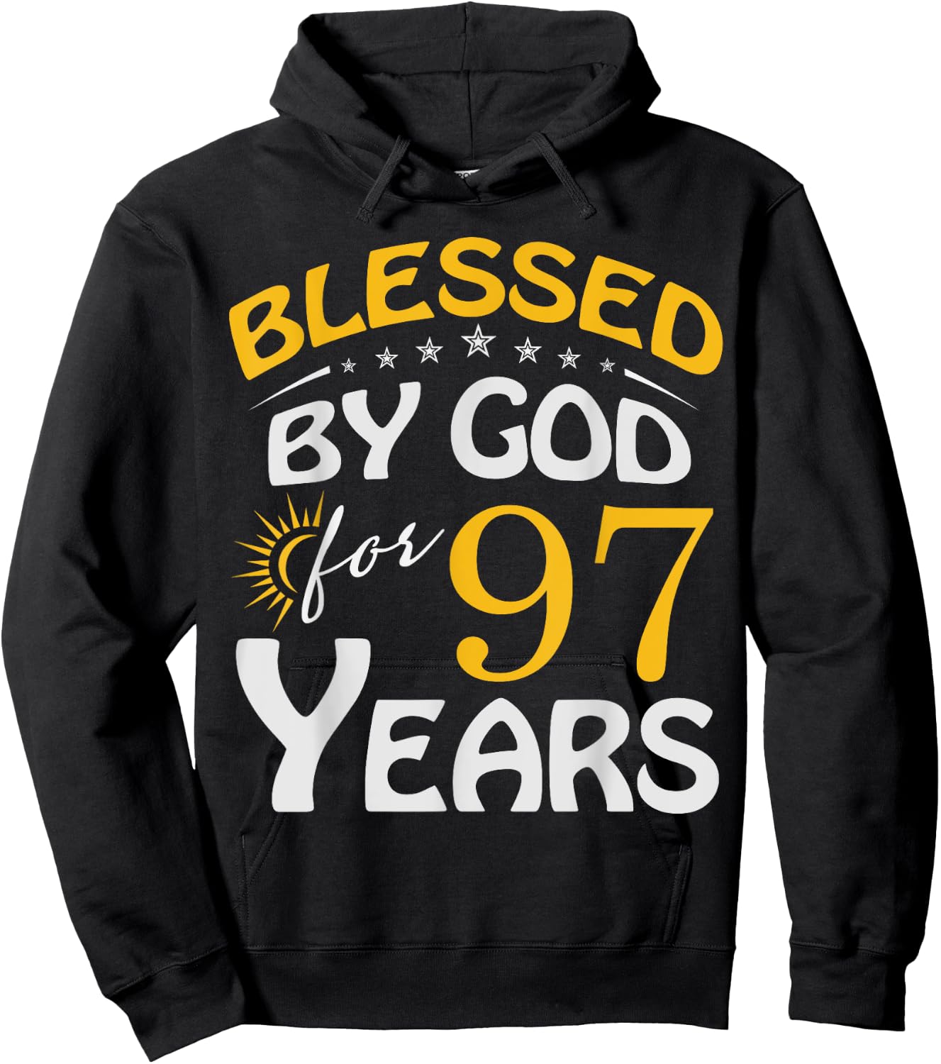 Vintage Blessed by God For 97 Years Old Happy 97th Birthday Hoodie - Hoodie | Black