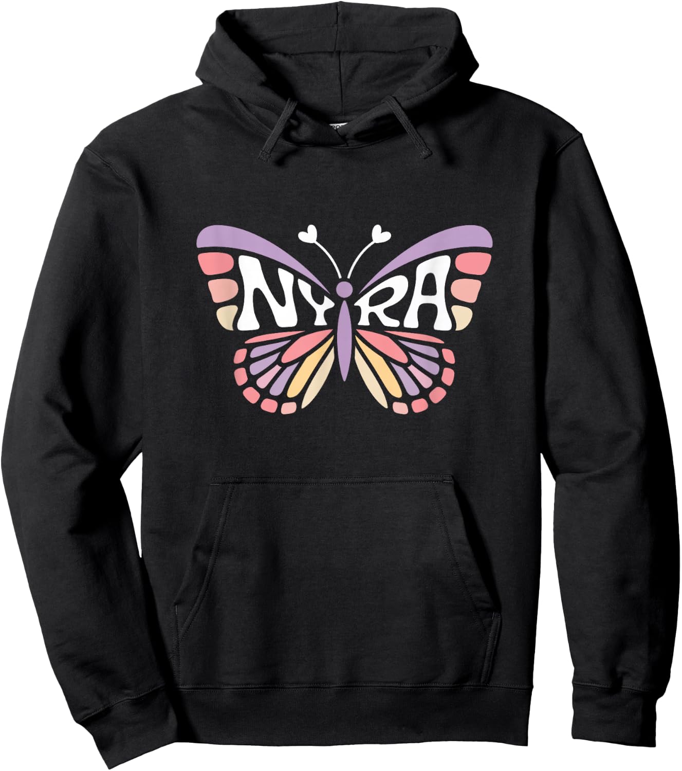 Nyra Butterfly - Personalized Cute Name Word Art Hoodie - Hoodie | Black