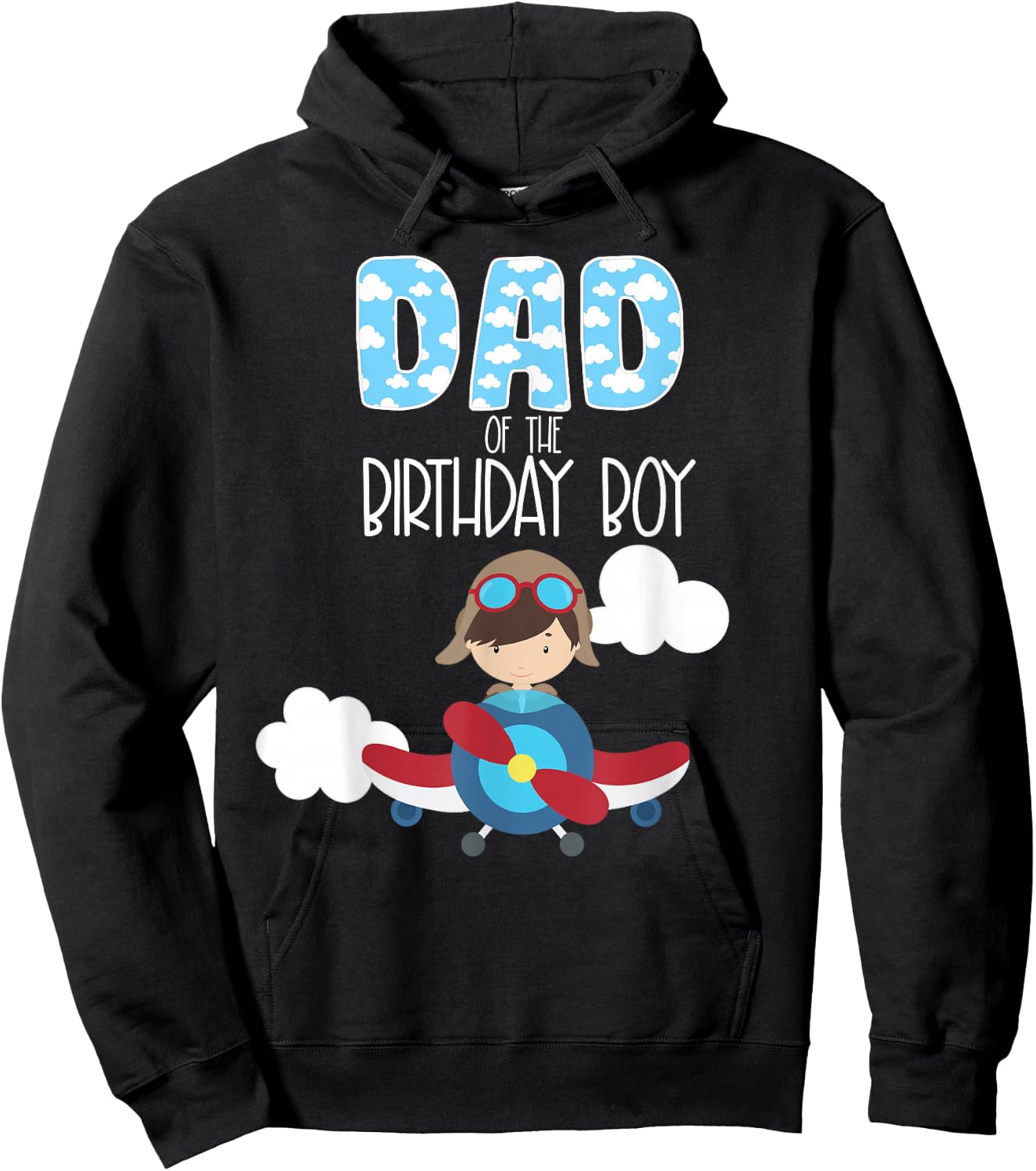 Dad Of The Birthday Boy Airplane Pilot Flying Family Hoodie - Hoodie | Black