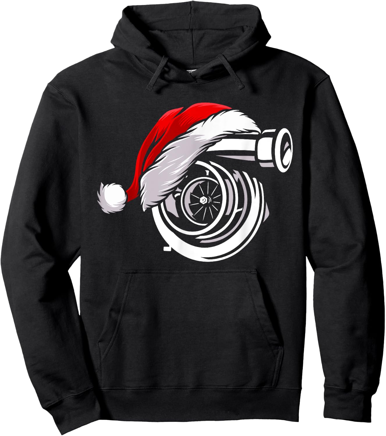 Turbo Santa Hat Car Enthusiast Turbocharger Racing Car Guy Hoodie - Hoodie | Black