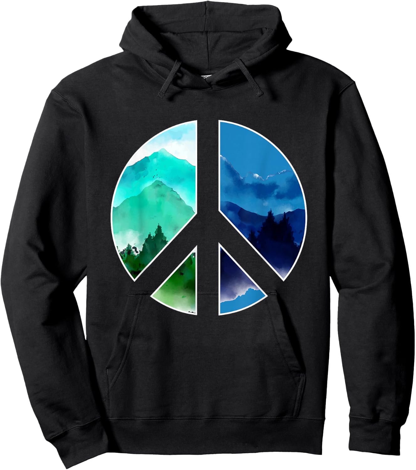Outdoor Landscape Peace Hippie Nature Peace Sign Forest Hoodie - Hoodie | Black