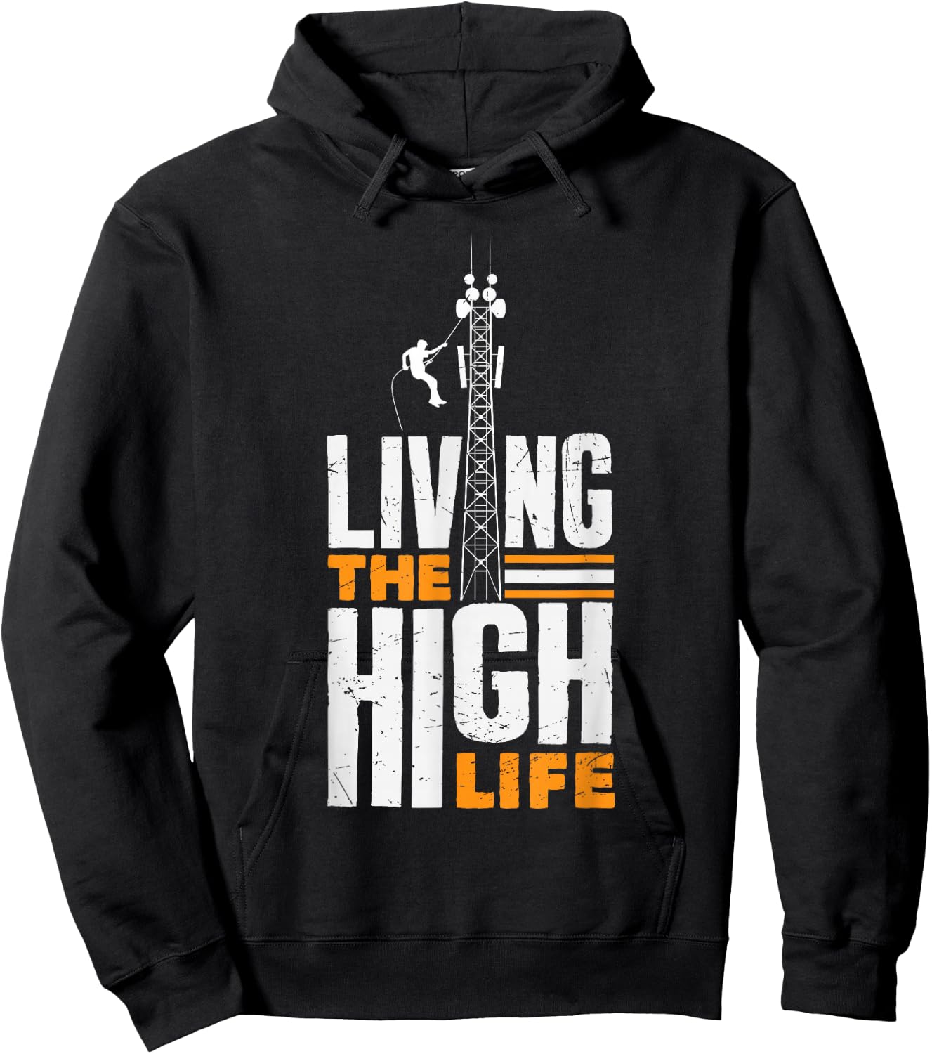 Tower Climber Technician Tower Worker High Tower Climbing Hoodie - Hoodie | Black