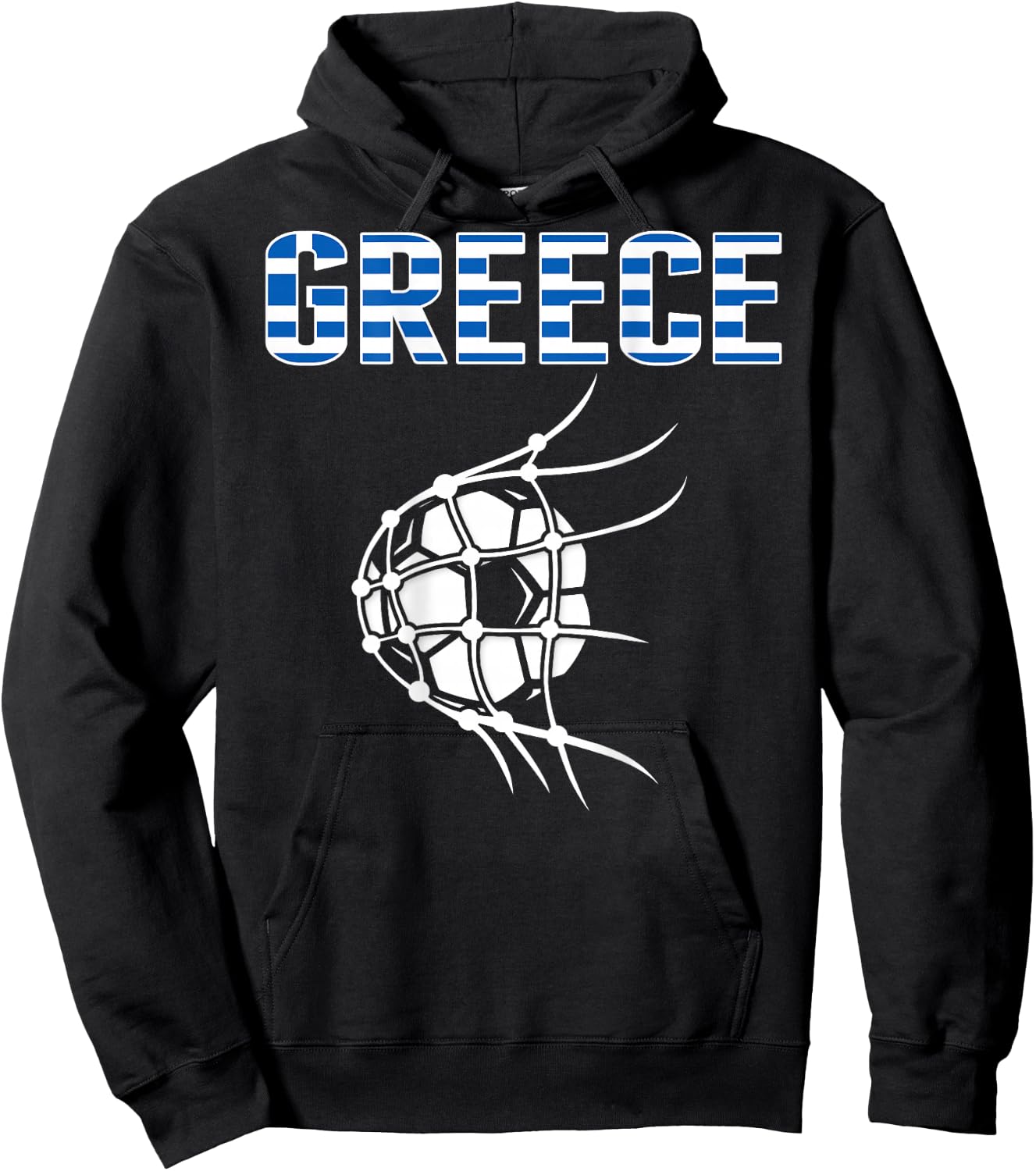 Greece Soccer Ball In Net Goal - Support Greek Football Team Hoodie - Hoodie | Black