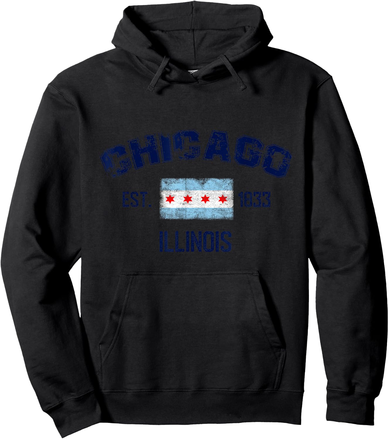 I Love Chicago, Chicago Graphic Design , Chicago City Hoodie - Hoodie | Black
