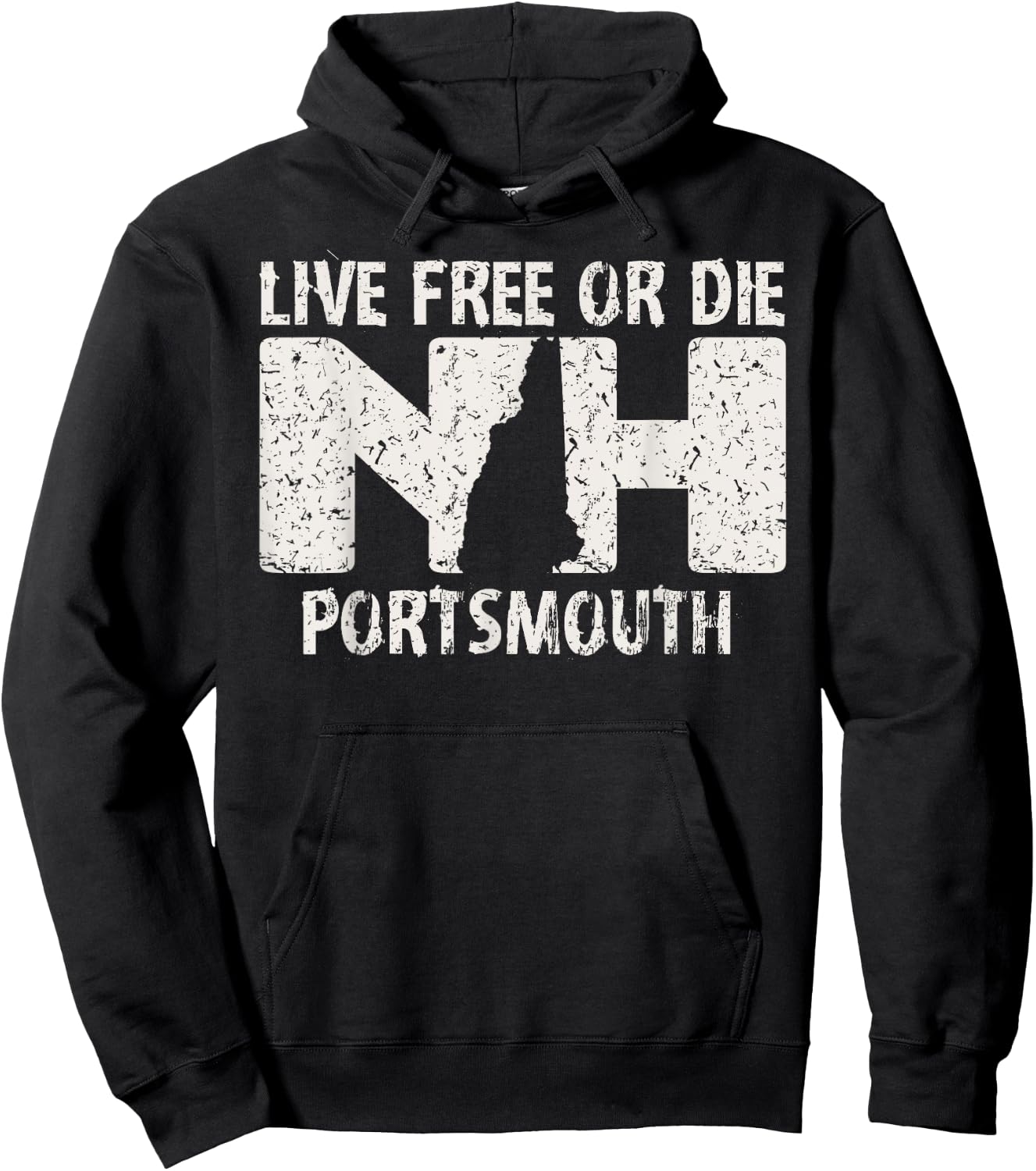 Portsmouth, NH Live Free or Die Hoodie - Hoodie | Black