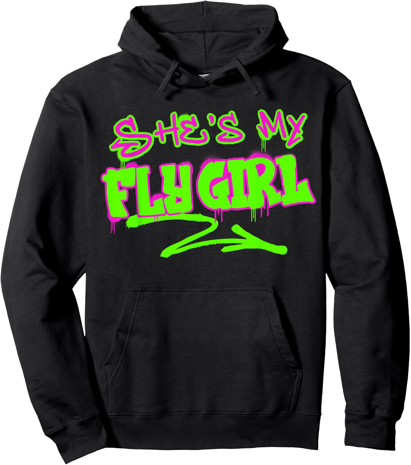 Matching His and Hers She's My Fly Girl 80s 90s Rap Graffiti Hoodie - Hoodie | Black