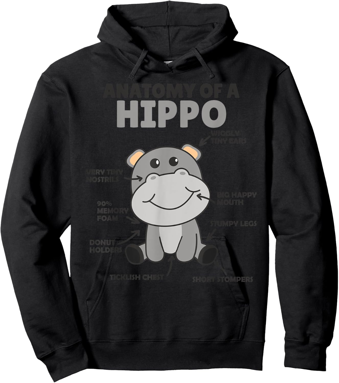 Sweet Hippo Explanation Anatomy Of A Hippo Hoodie - Hoodie | Black