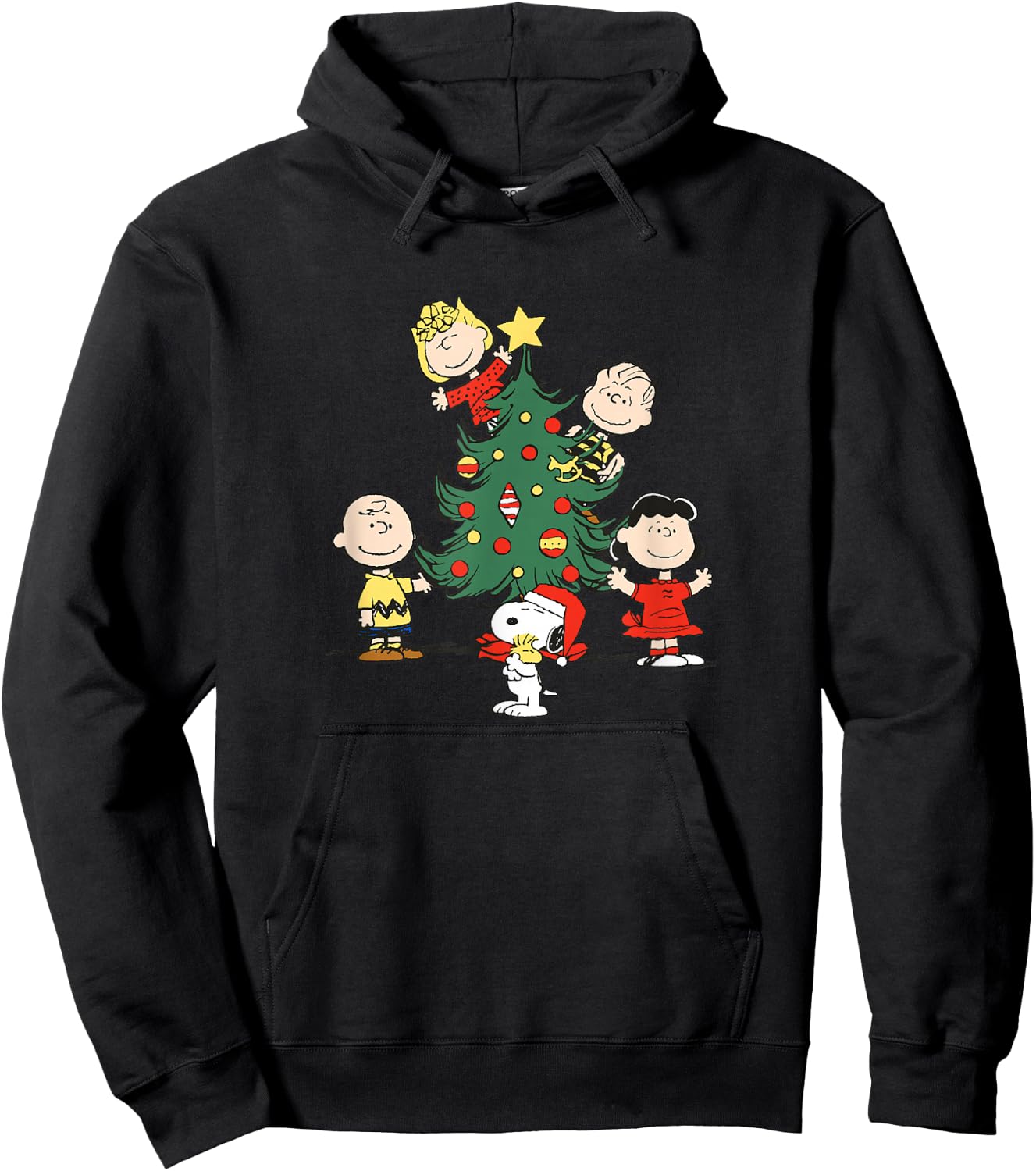 Peanuts Oh Christmas Tree - Blue, -Adults, Short Sleeve, Small Hoodie - Hoodie | Black