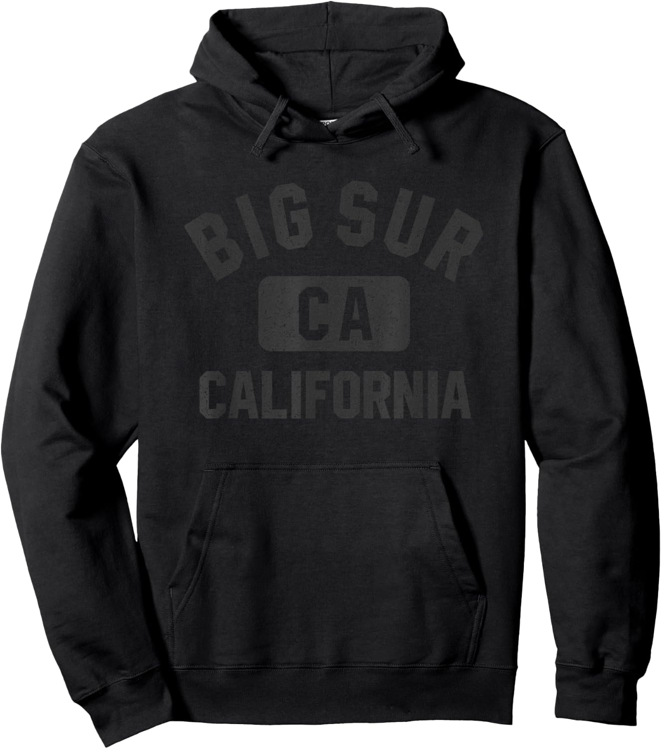 Big Sur California Gym Style Distressed Black Print Hoodie - Hoodie | Black
