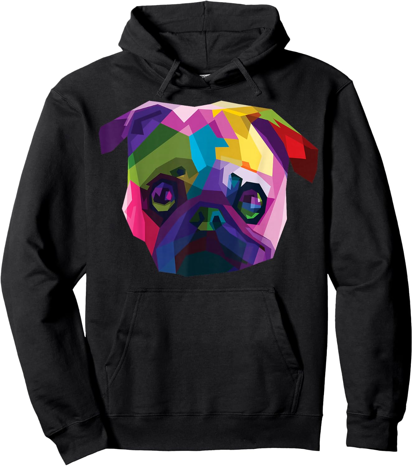Cute Puppy Love Rainbow Pug Vibrant Color Dog Hoodie - Hoodie | Black