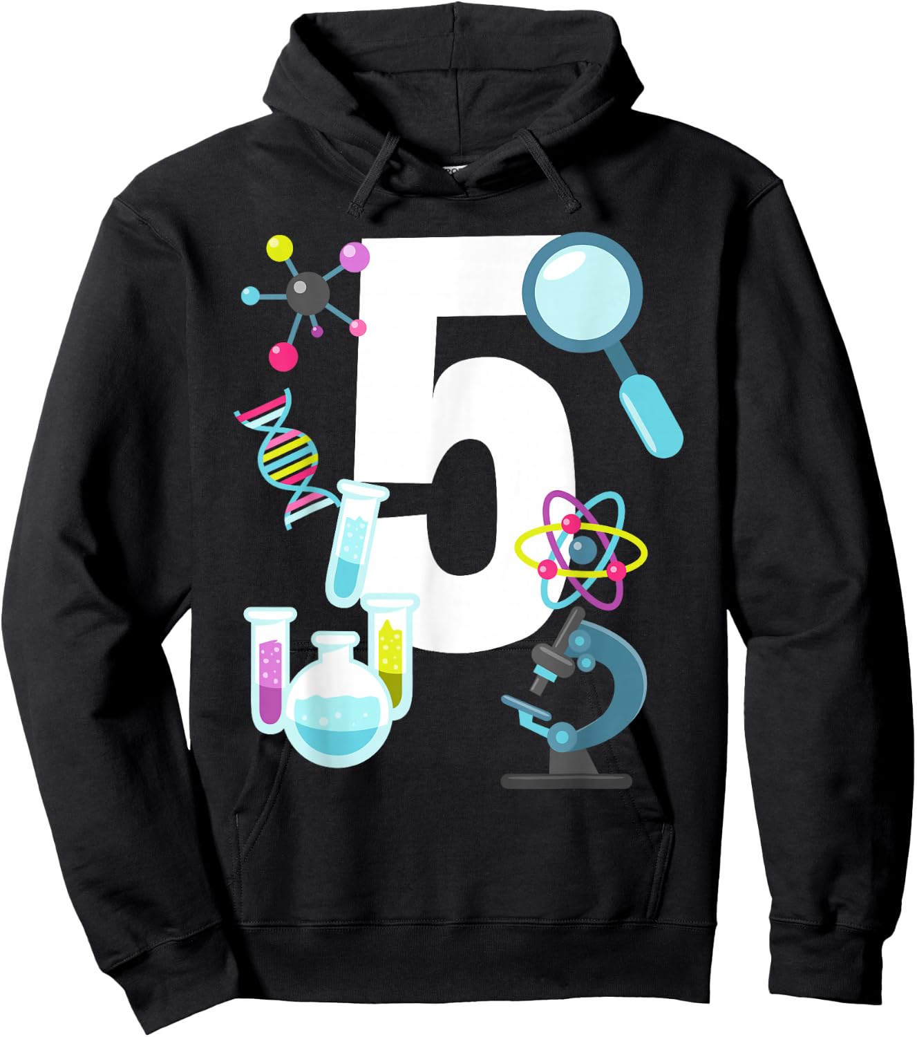 Science STEM 5 Year Old 5th Birthday Party Shirt Boys Girls Hoodie - Hoodie | Black