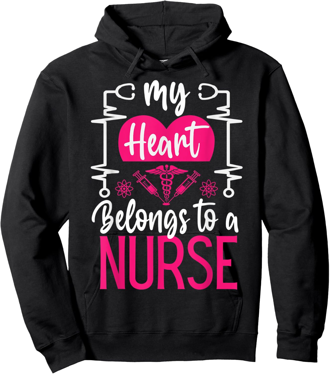 My Heart Belongs To a Nurse I Love My Nurse Funny Nurse Hoodie - Hoodie | Black