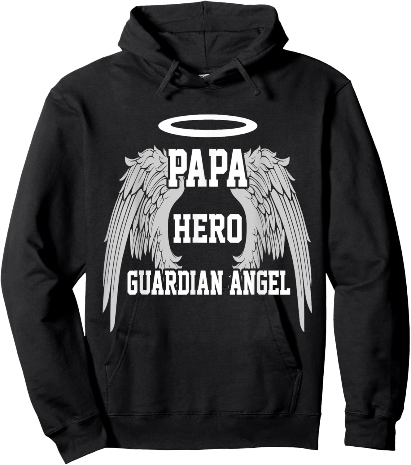 Papa is my guardian Angel Hero Peace forever Dad in Heaven Hoodie - Hoodie | Black