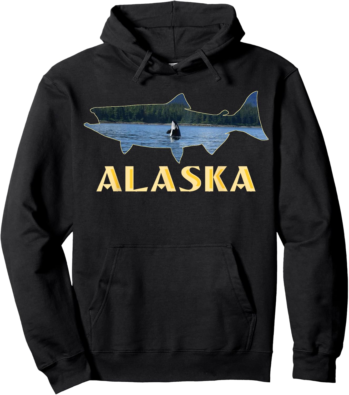 Alaska King Salmon Fishing Vacation Fisherman Orca Whale Hoodie - Hoodie | Black
