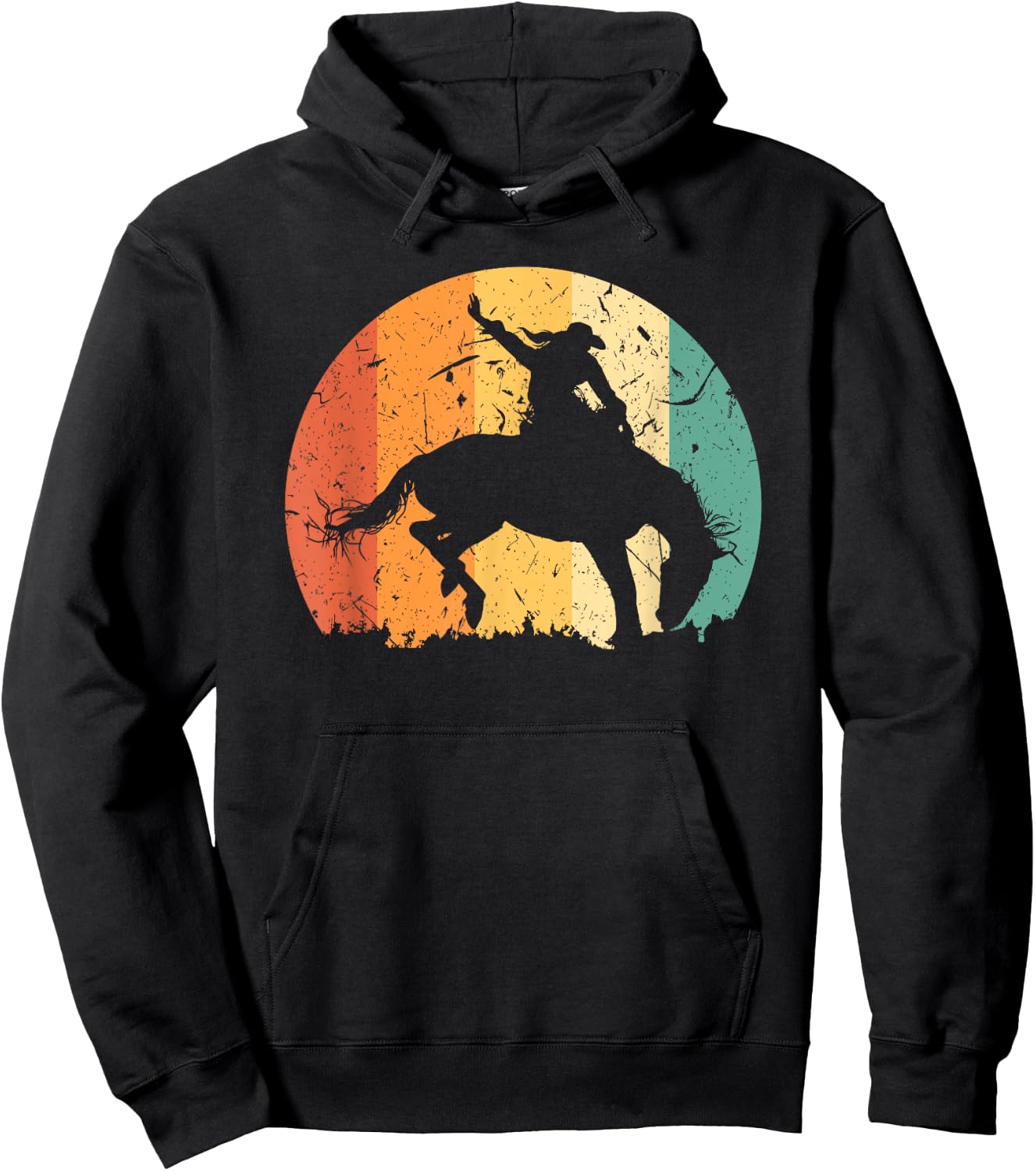 Bronc Riding Bucking Horse Rodeo Western Cowgirl Graphic Hoodie - Hoodie | Black