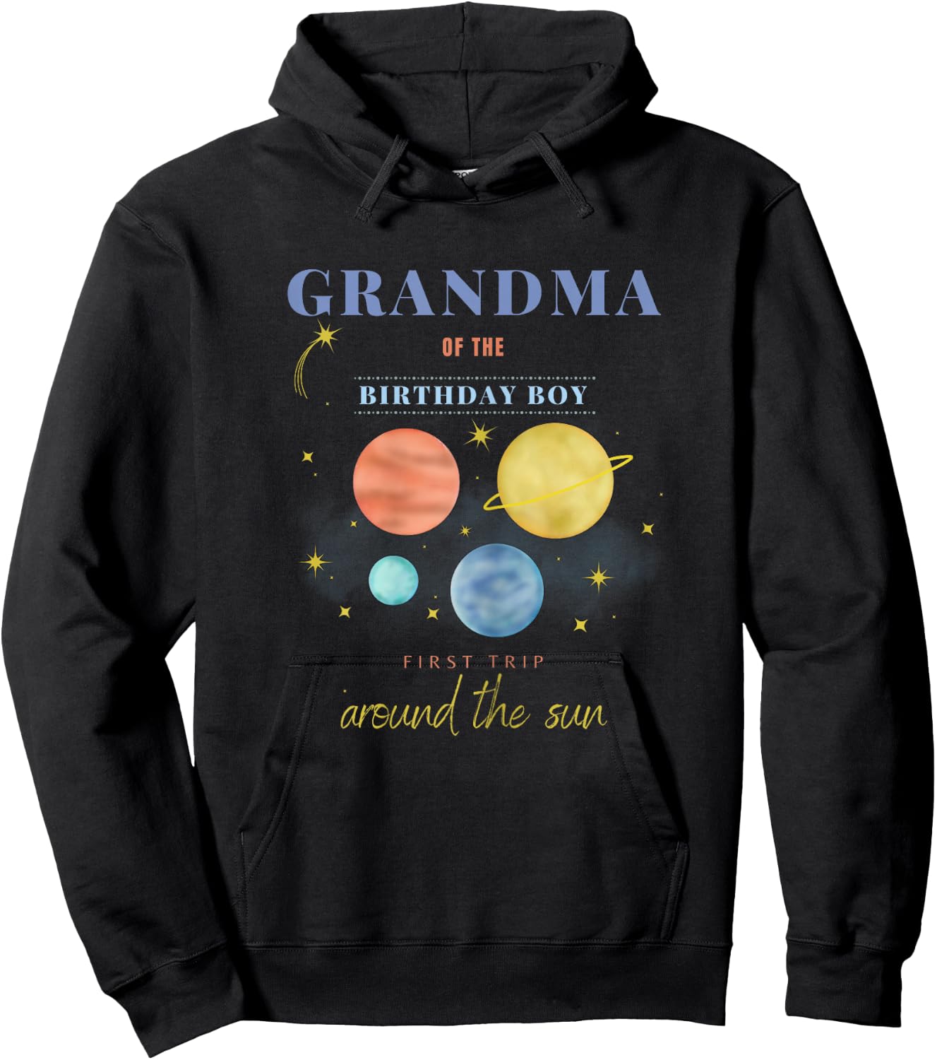 Grandma 1st Birthday First Trip Around The Sun Space Bday Hoodie - Hoodie | Black