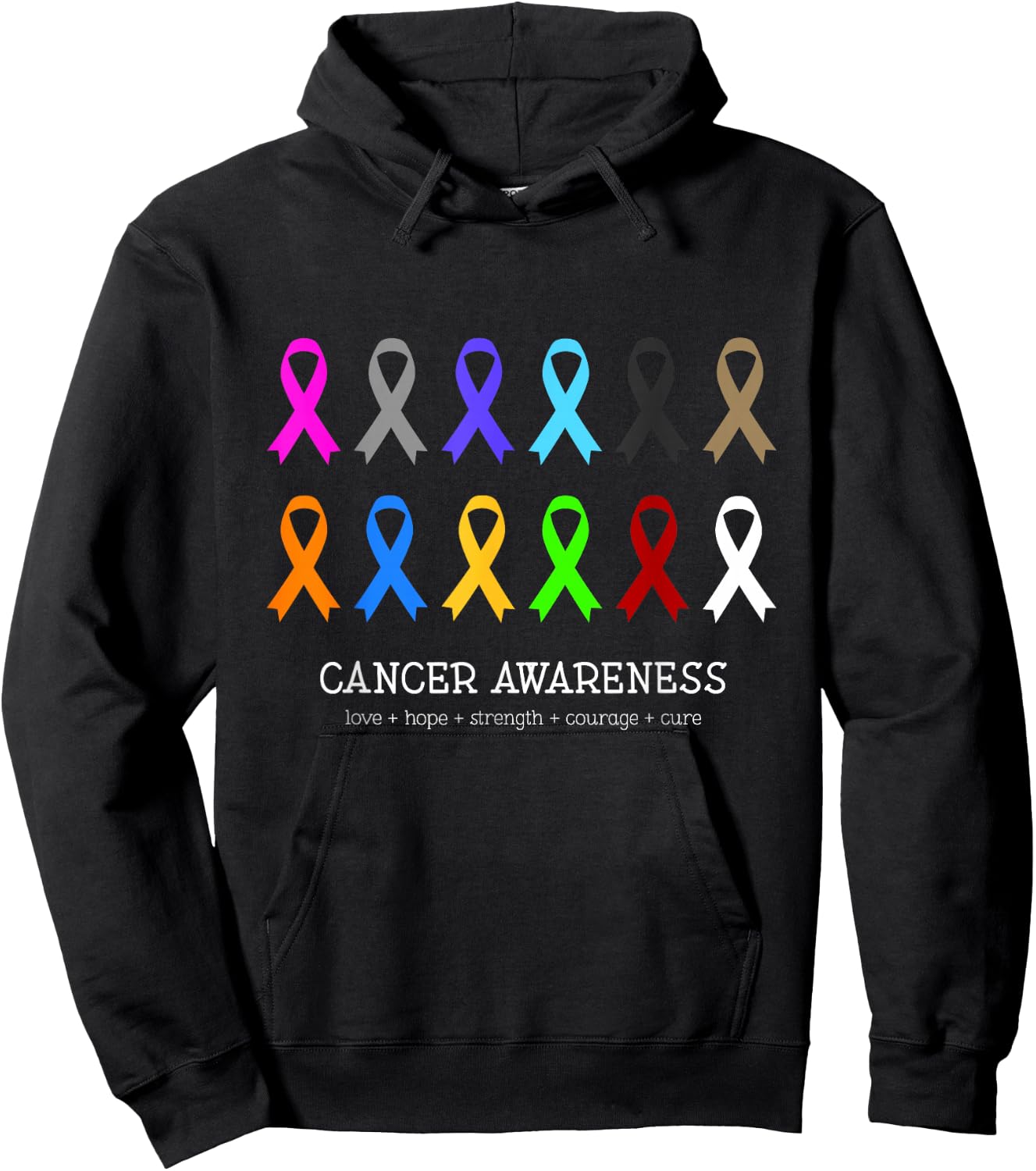 Cancer Awareness Clothing - Fight Cancer Ribbon Hoodie - Hoodie | Black