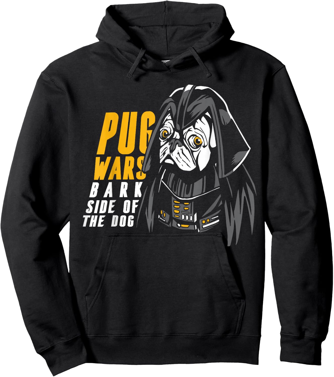 Funny Pug Wars Bark Side of the Dog Movie Pun Dog Lover Hoodie - Hoodie | Black