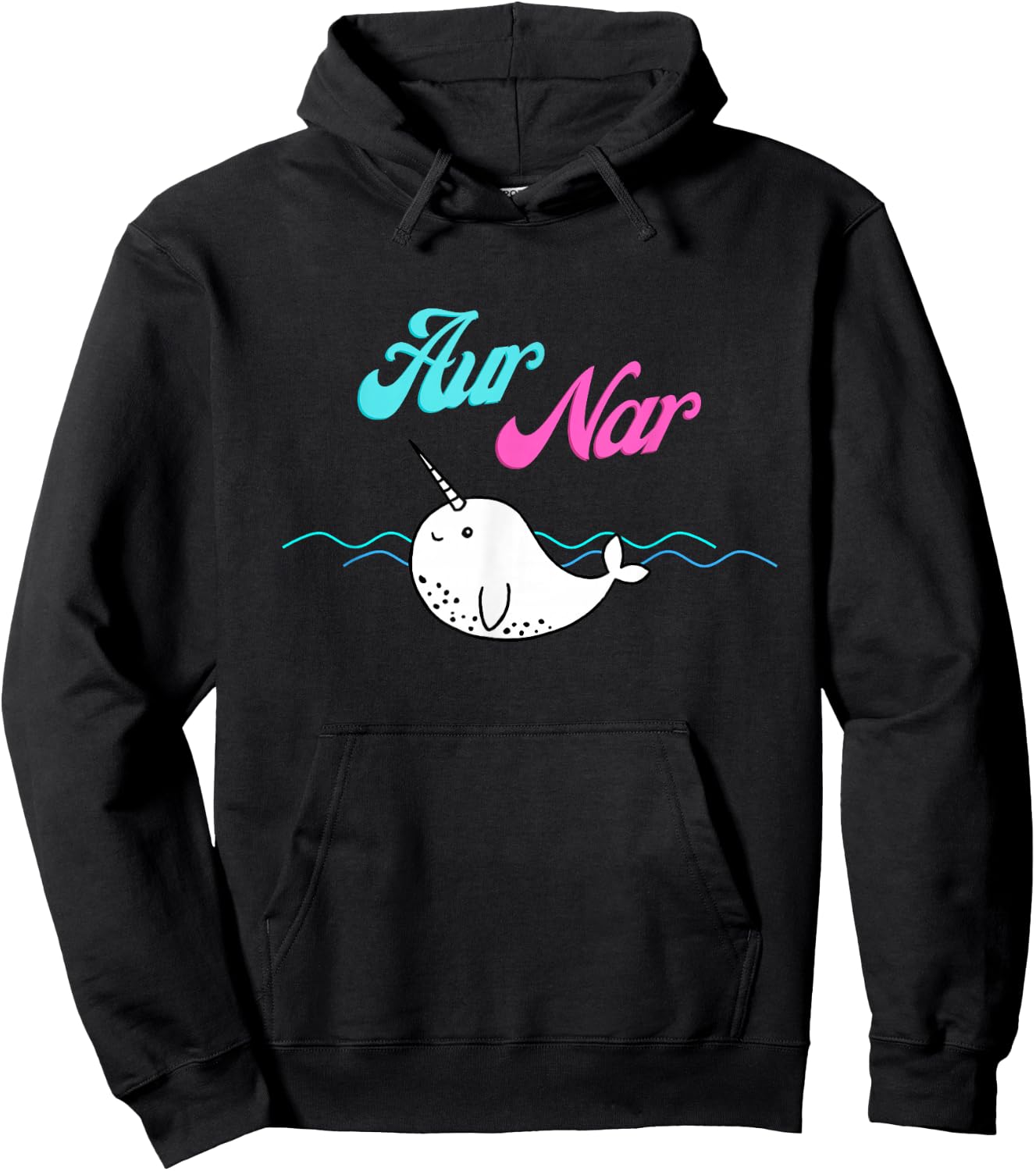 'Aur Nar' Unique Narwhal Aur Naur Summer Beach Graphic Funny Hoodie - Hoodie | Black