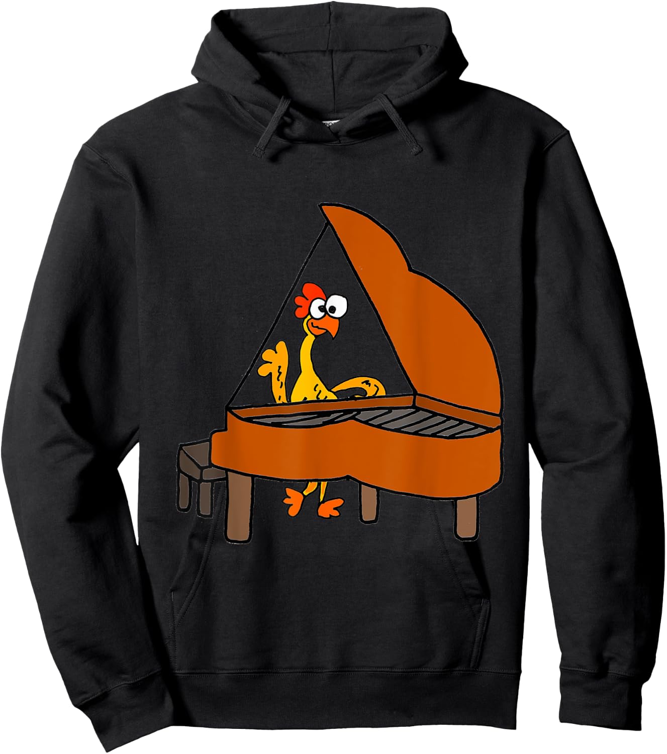 SmileteesMusic Funny Rubber Chicken Playing Piano Hoodie - Hoodie | Black