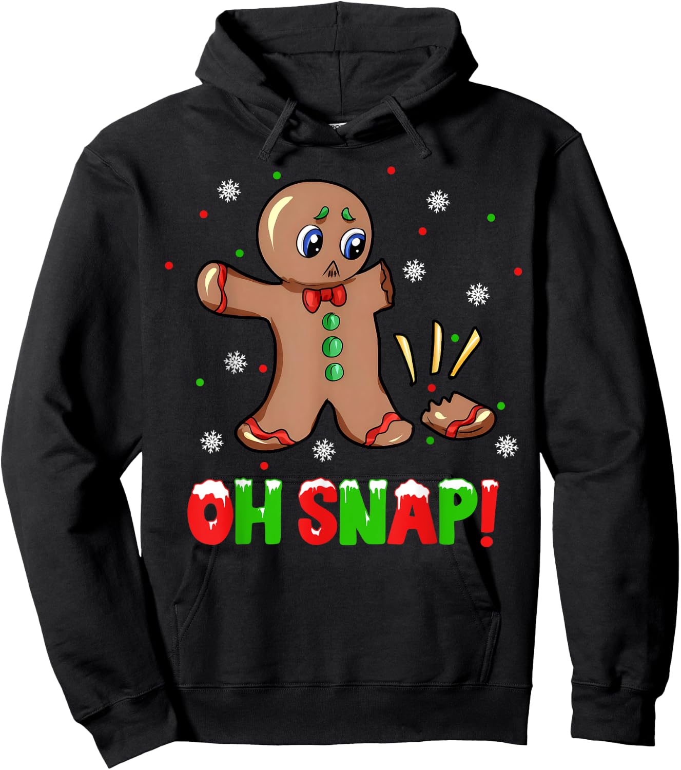 Funny Oh Snap Gingerbread Man Christmas Cookie Xmas Boy Girl Hoodie - Hoodie | Black