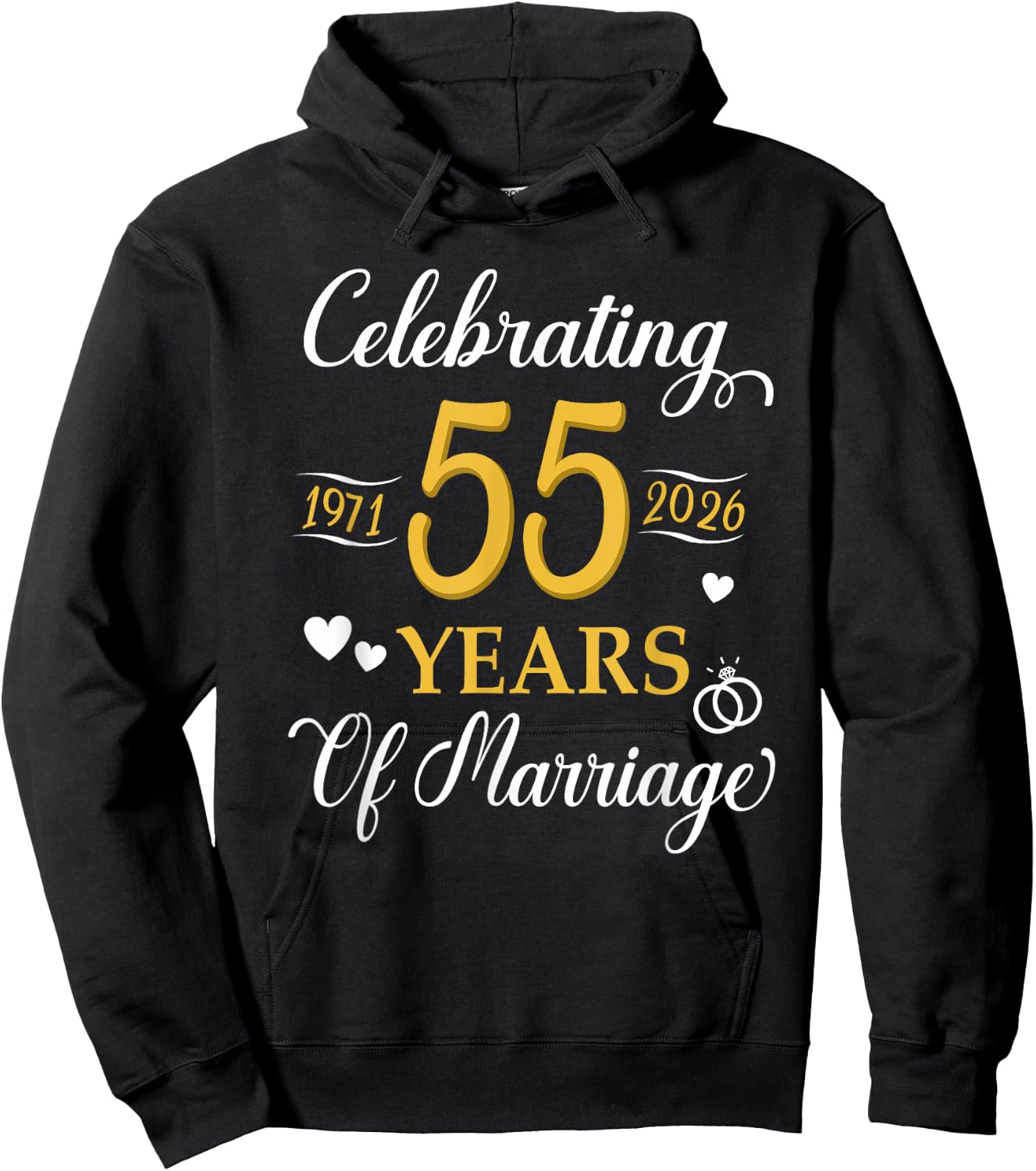 Celebrating 55 Years of Marriage Since 1971 Anniversary Hoodie - Hoodie | Black