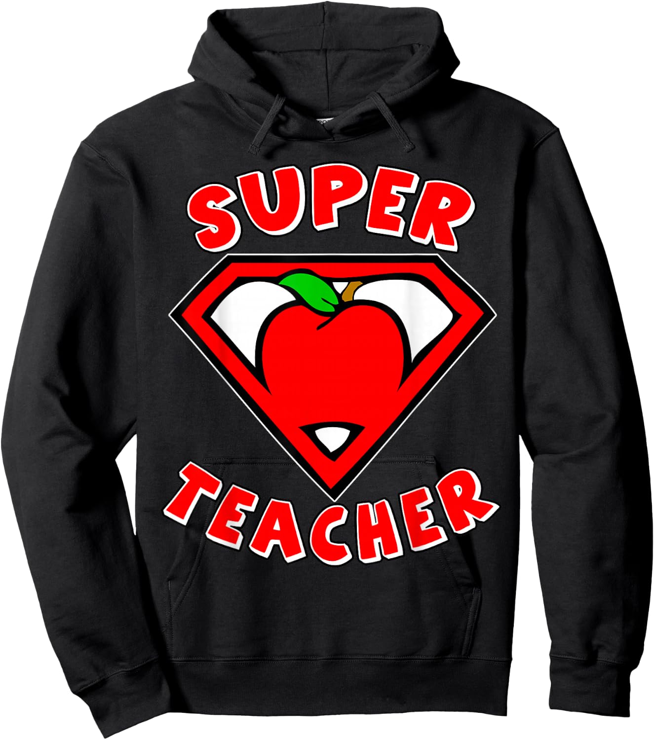 Super Teacher Shirt Superhero Shirt Apple Shirt Gift Shirt Hoodie - Hoodie | Black