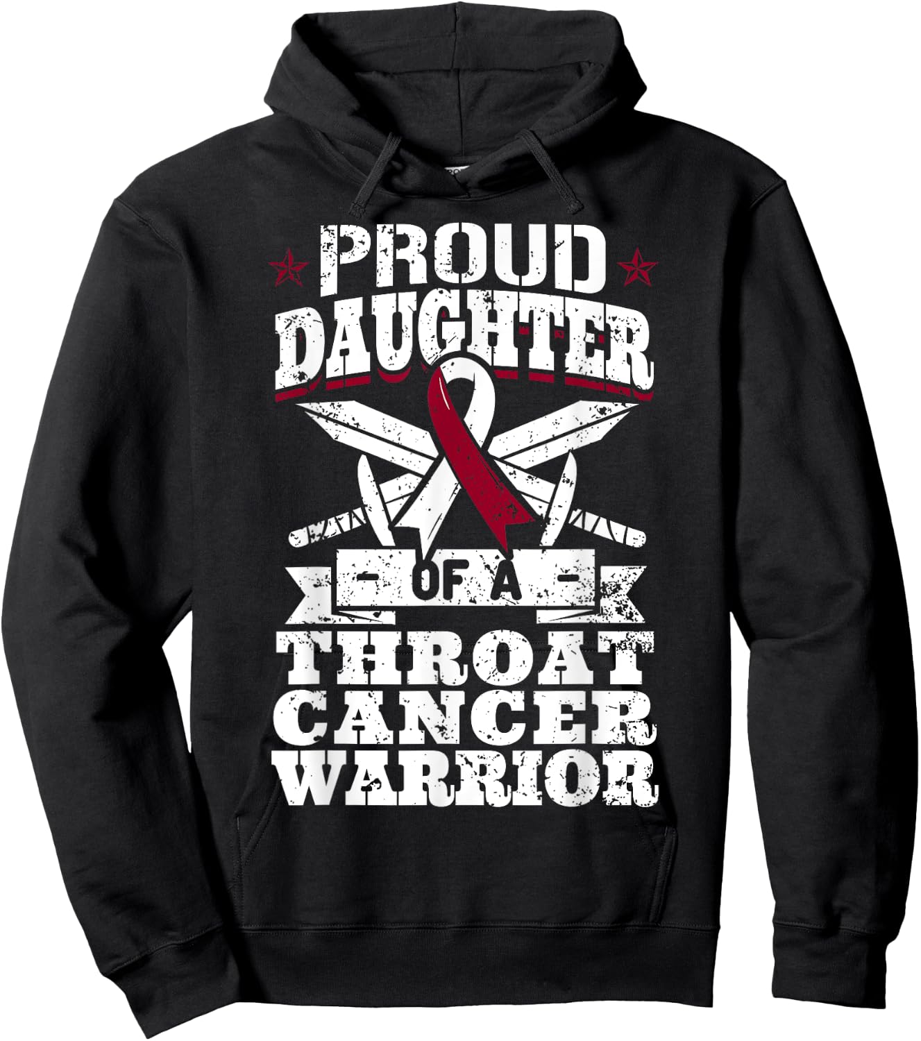 Proud Daughter Of A Throat Cancer Warrior Awareness Ribbon Hoodie - Hoodie | Black