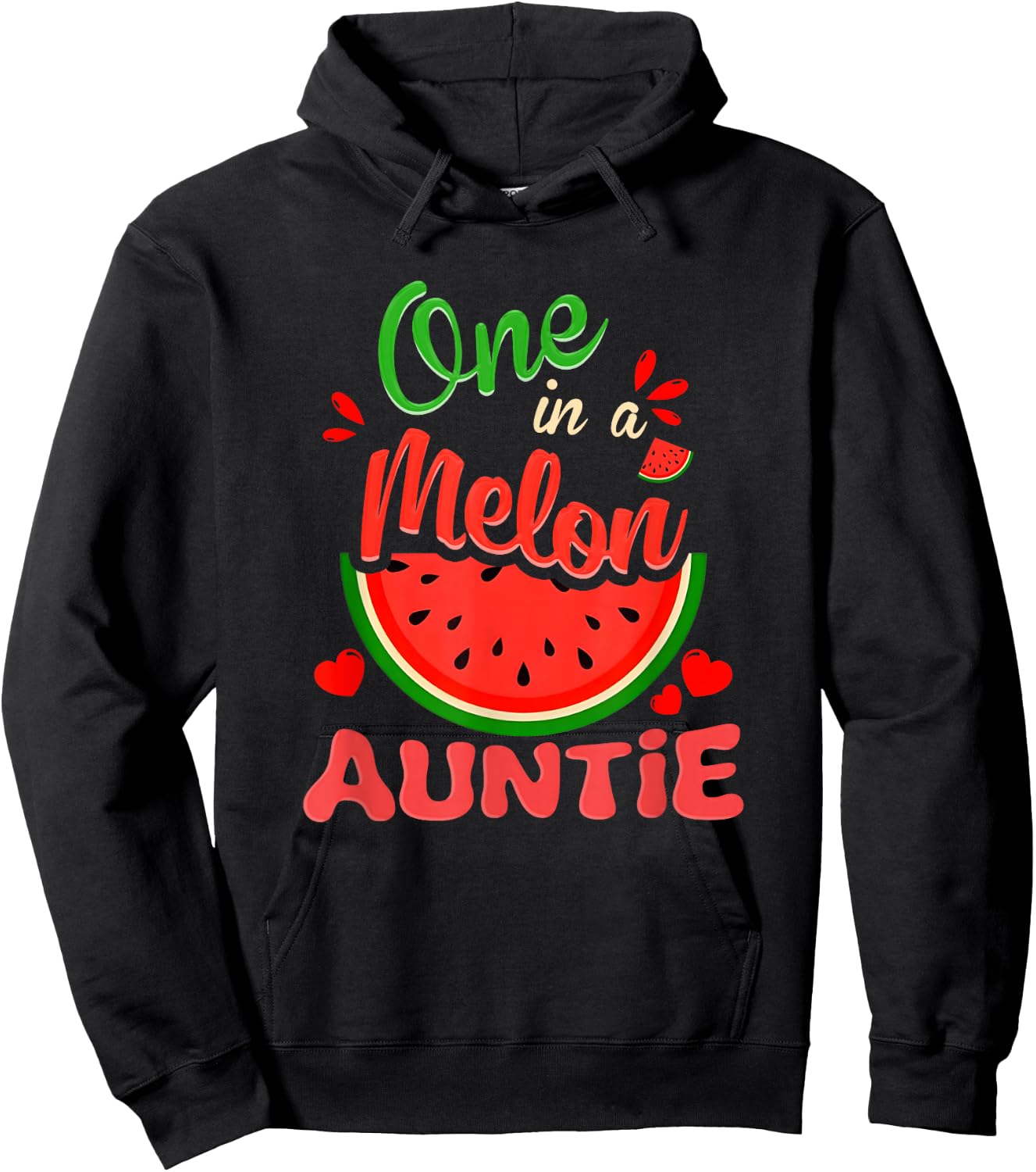 One in a Melon Auntie 1st Birthday Party Family Matching Hoodie - Hoodie | Black