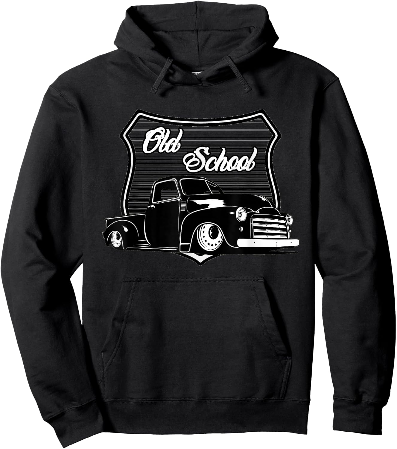 Vintage Truck, Vintage Muscle, Lowrider,Men's Lowrider Truck Hoodie - Hoodie | Black