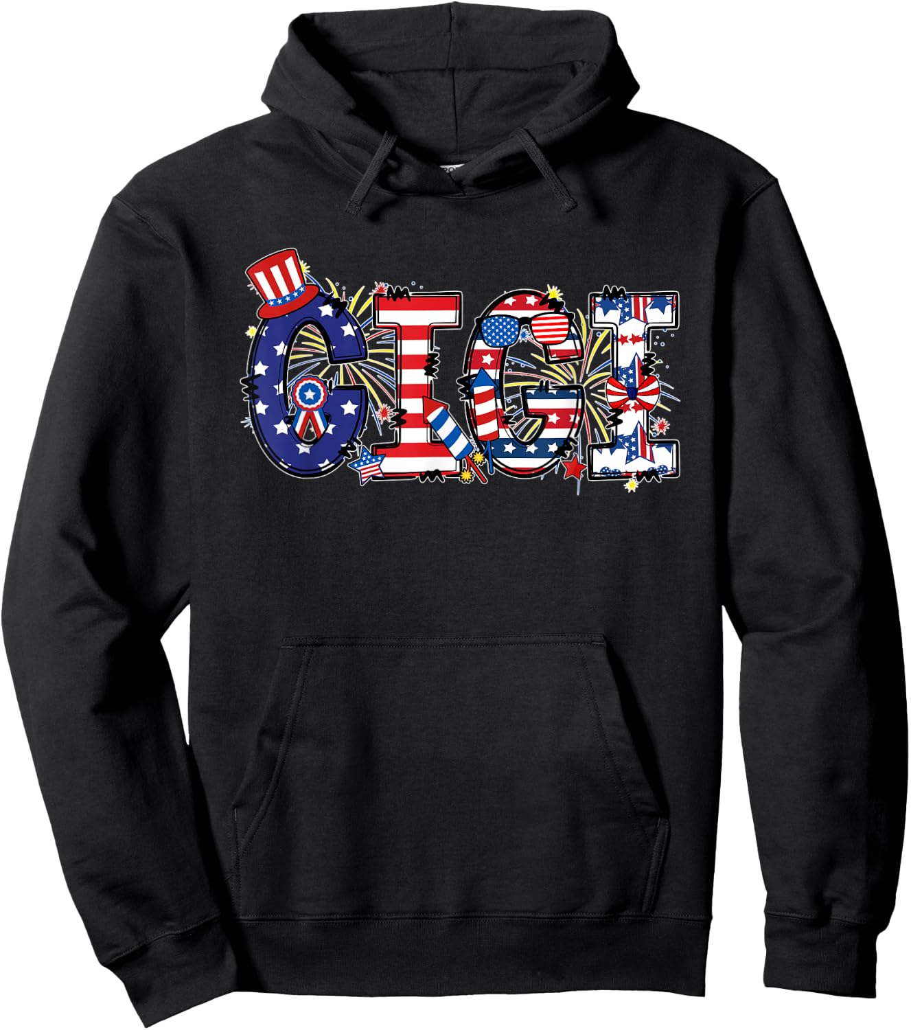 Gigi Funny 4th of July USA Flag American Patriotic Hoodie - Hoodie | Black