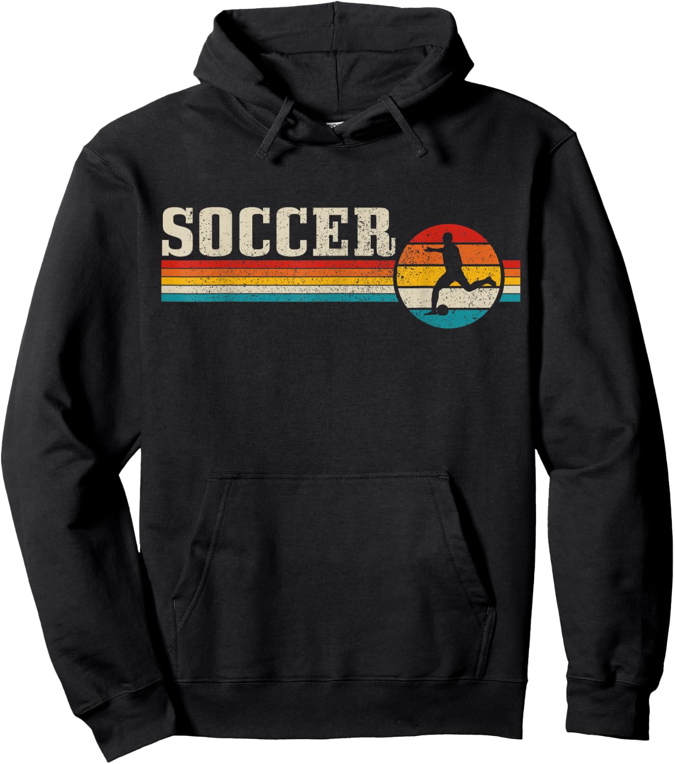 Vintage Soccer Player Sport Retro Men Boys Football Hoodie - Hoodie | Black
