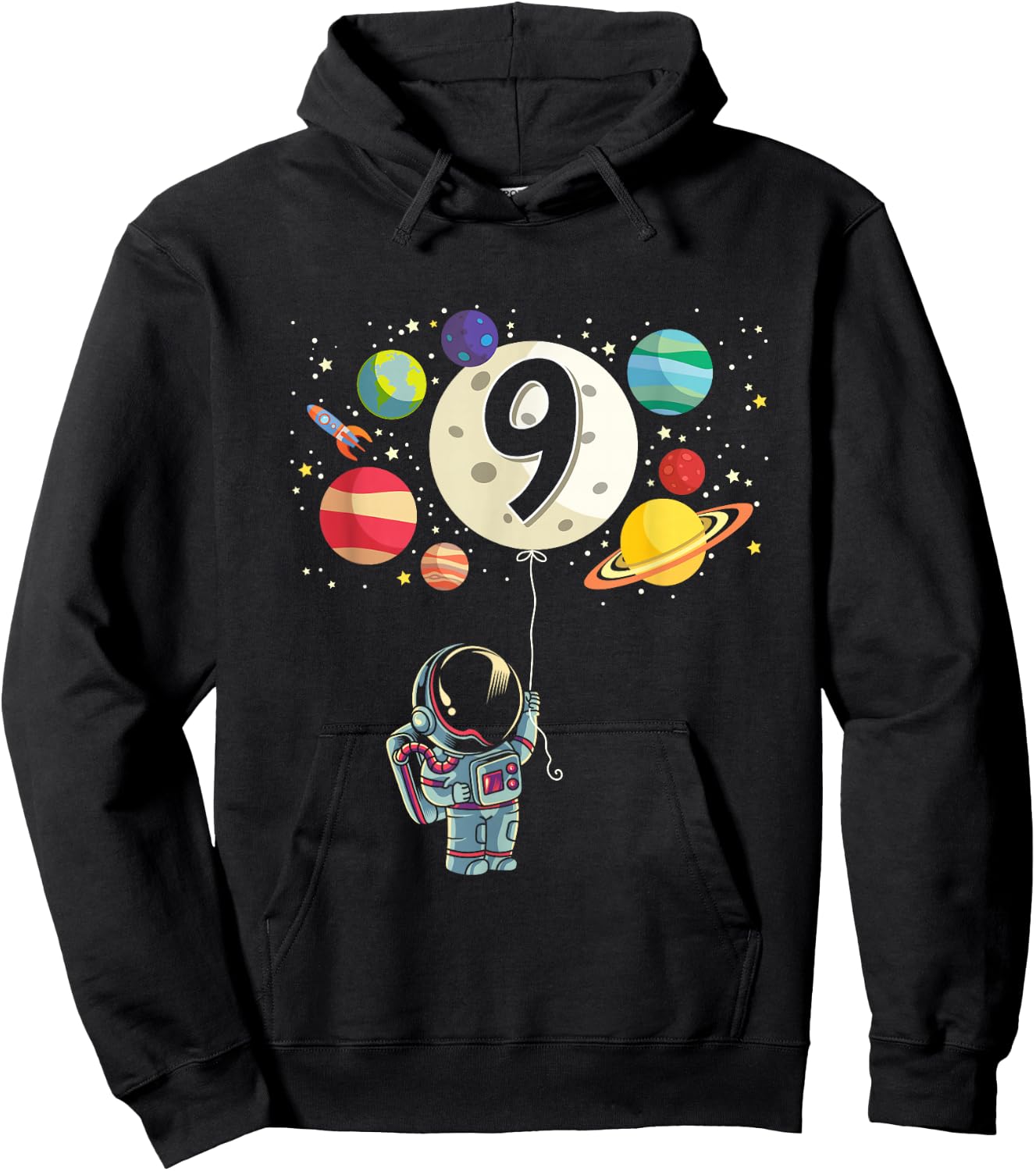 9 Years Old Birthday Boy Gifts Astronaut 9th Birthday Hoodie - Hoodie | Black