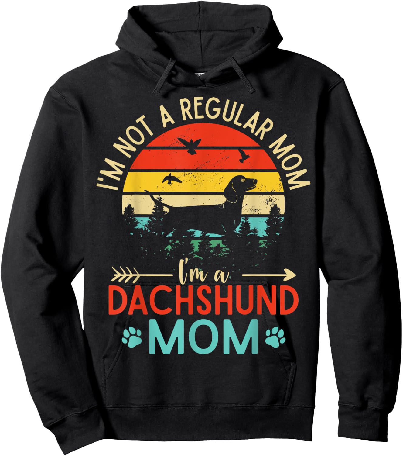 Funny Weenie Mama Vintage Dachshund Mom Doxie Dog Lovers Men Women Hoodie - Hoodie | Black