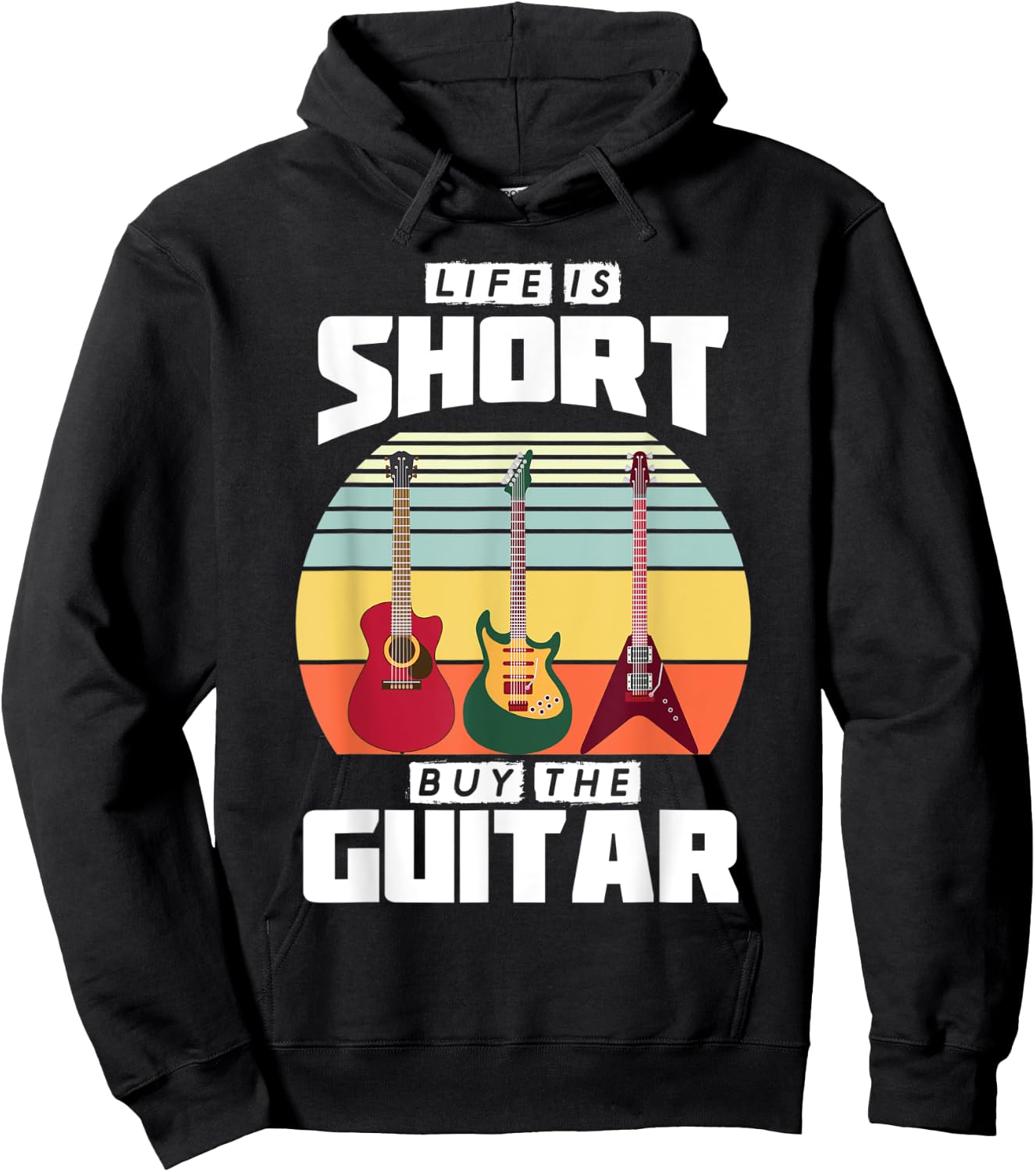 Life is Short Buy the Guitar Graphic Gift Hoodie - Hoodie | Black