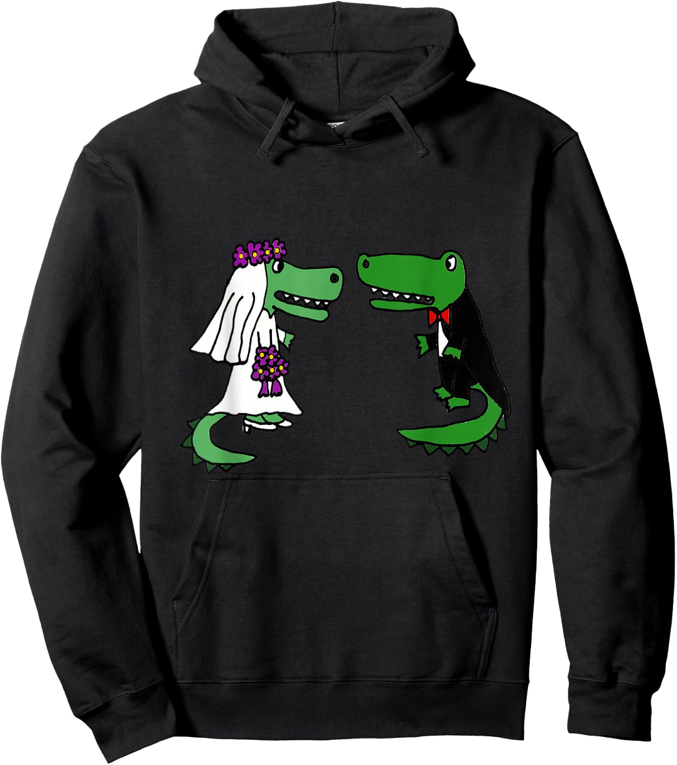 Smiletodaytees Fun Bride and Groom Alligator Wedding Hoodie - Hoodie | Black