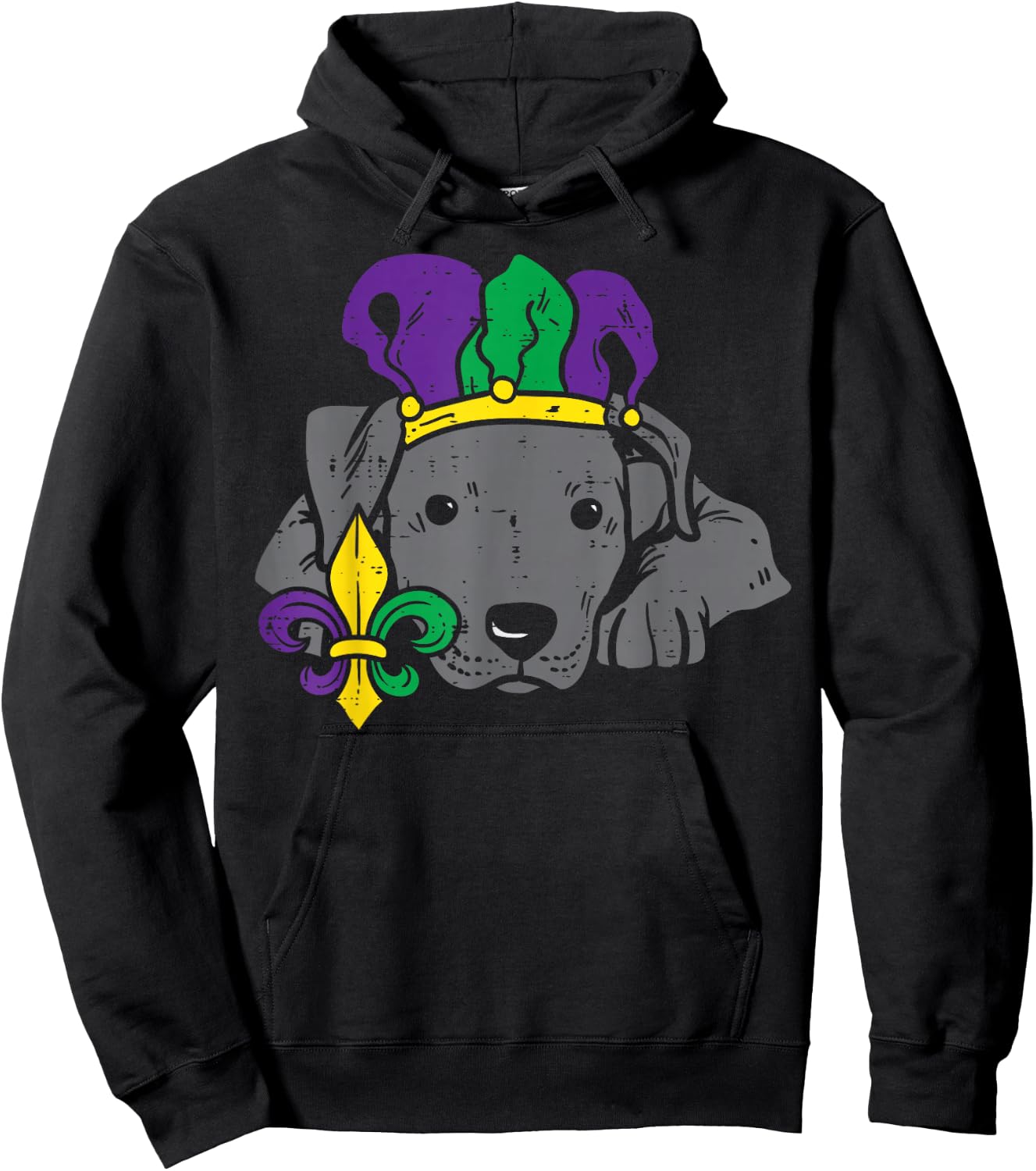 Jester Pitbull Mardi Gras Cute Pittie Dog Men Women Kids Hoodie - Hoodie | Black