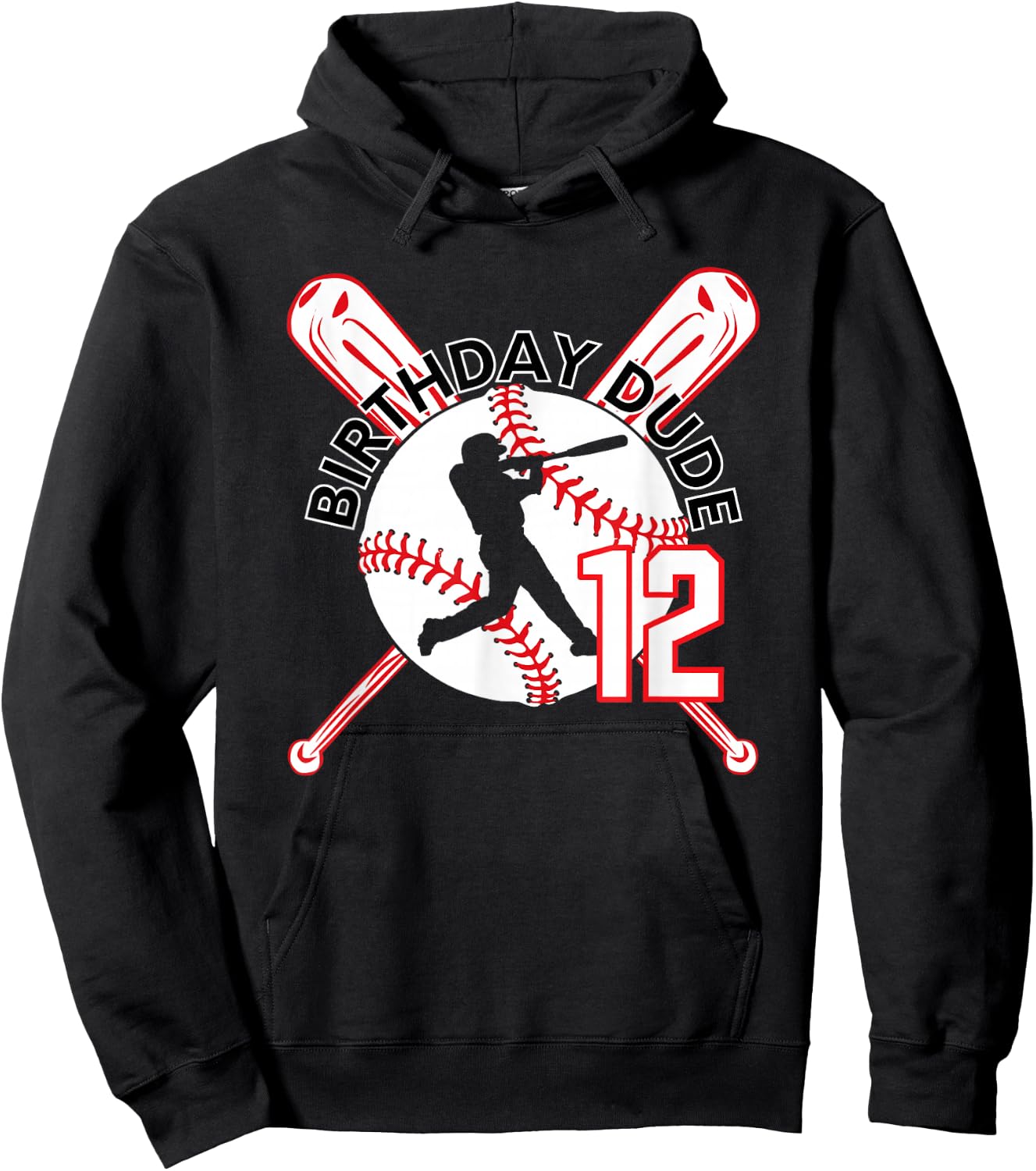 Birthday Type Baseball Number #12 Hoodie - Hoodie | Black