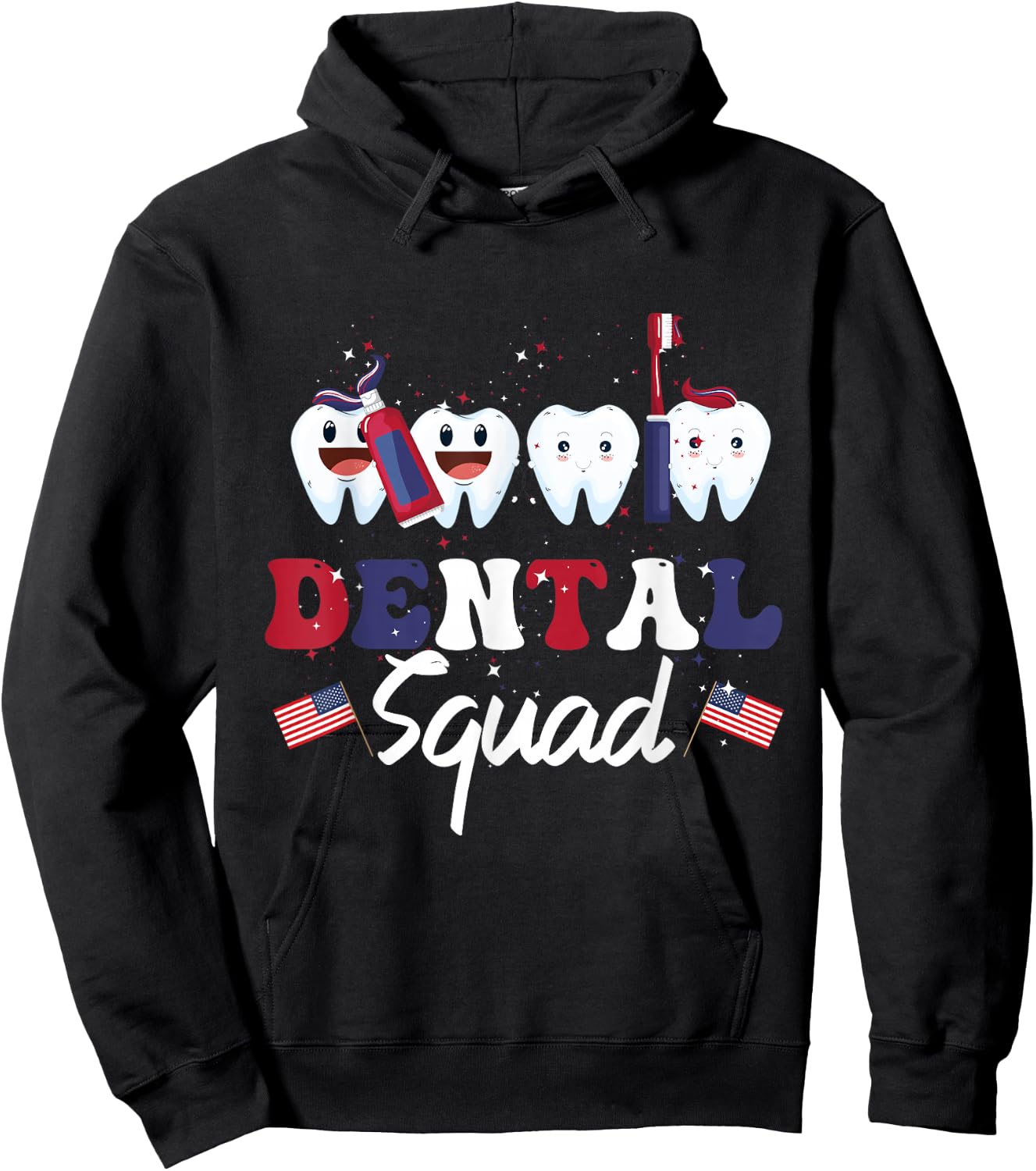 Dental Squad 4th Of July Dentist Funny American Patriotic Hoodie - Hoodie | Black