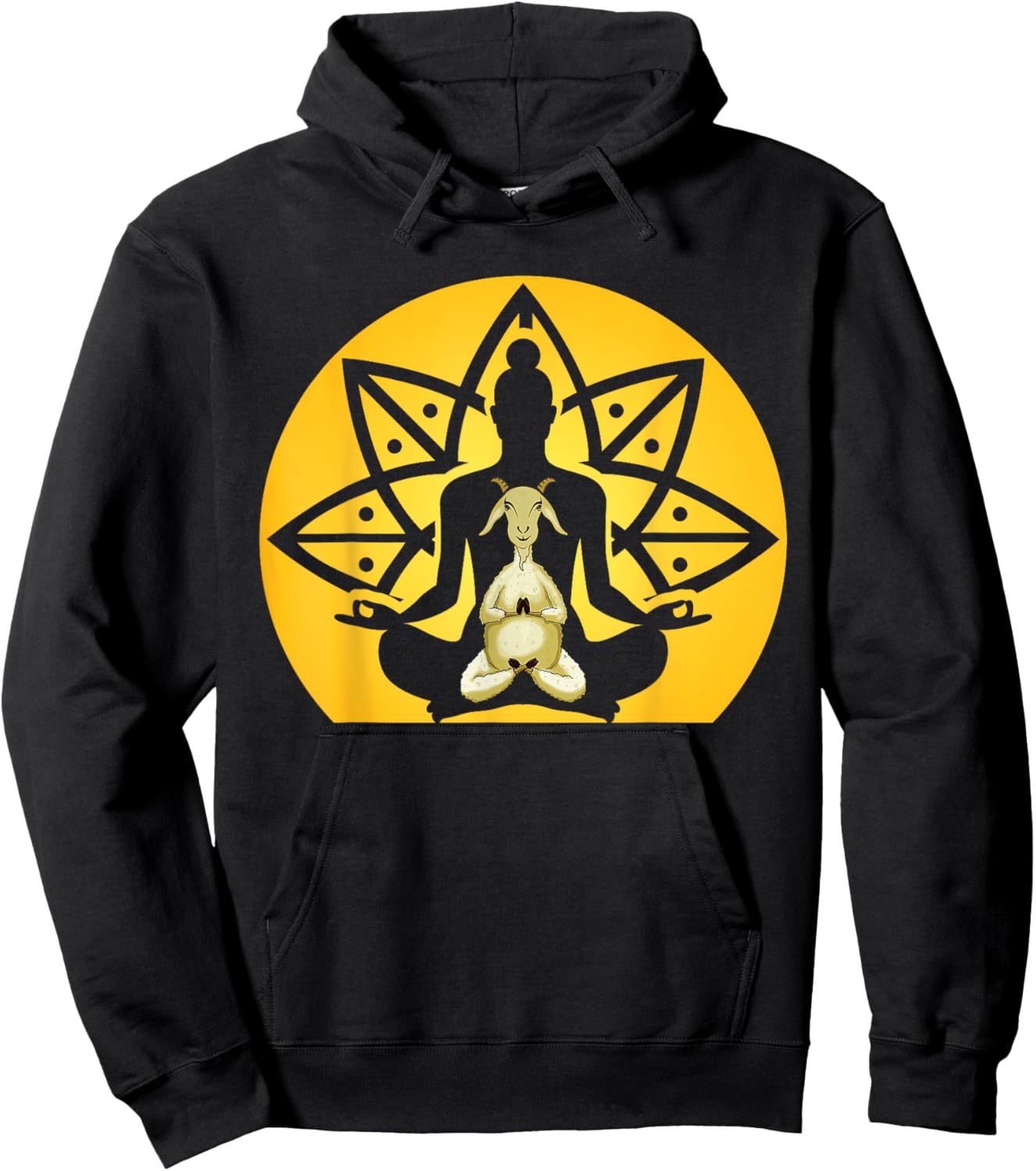 Spiritual Calm Goat Inside Buddha Meditating Yoga Yogi Pose Hoodie - Hoodie | Black