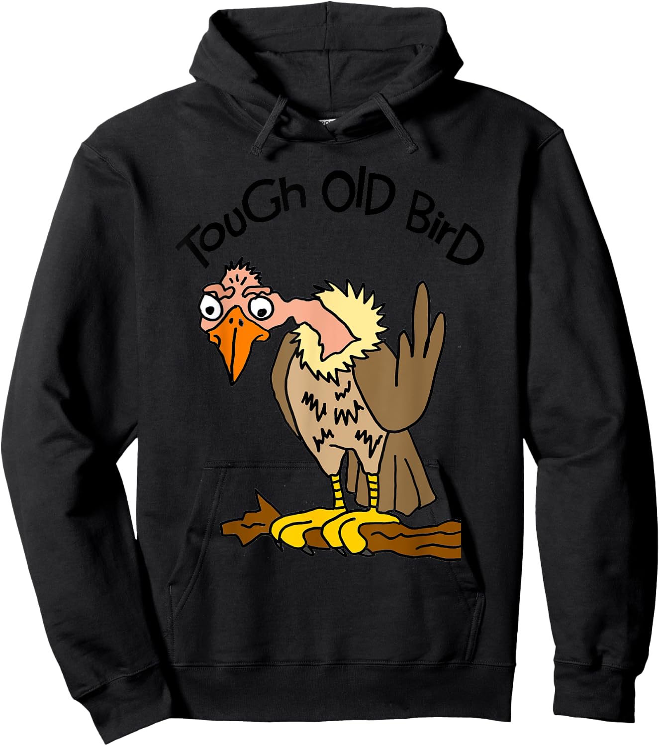 Smileteesfunny Funny Tough Old Bird Buzzard Cartoon Hoodie - Hoodie | Black