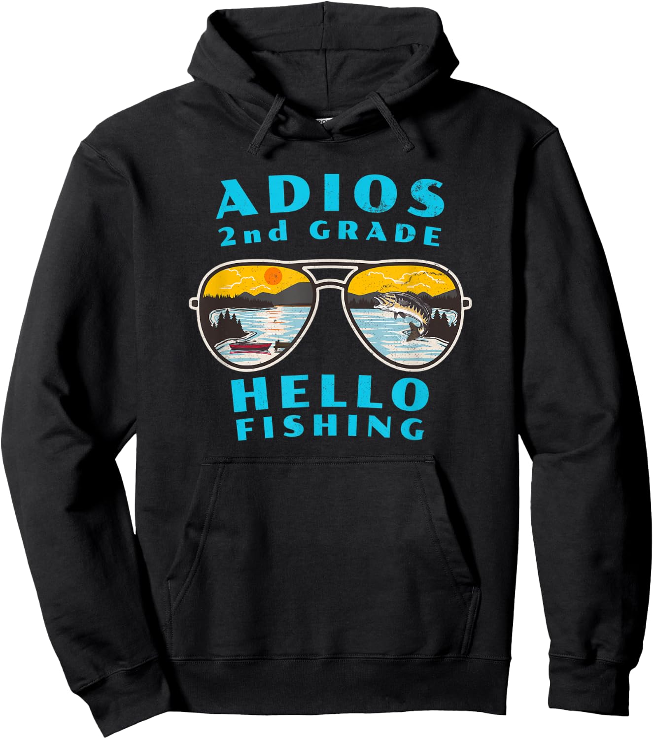 Adios 2nd Grade Hello Fishing for Kids Who Love to Fish Hoodie - Hoodie | Black