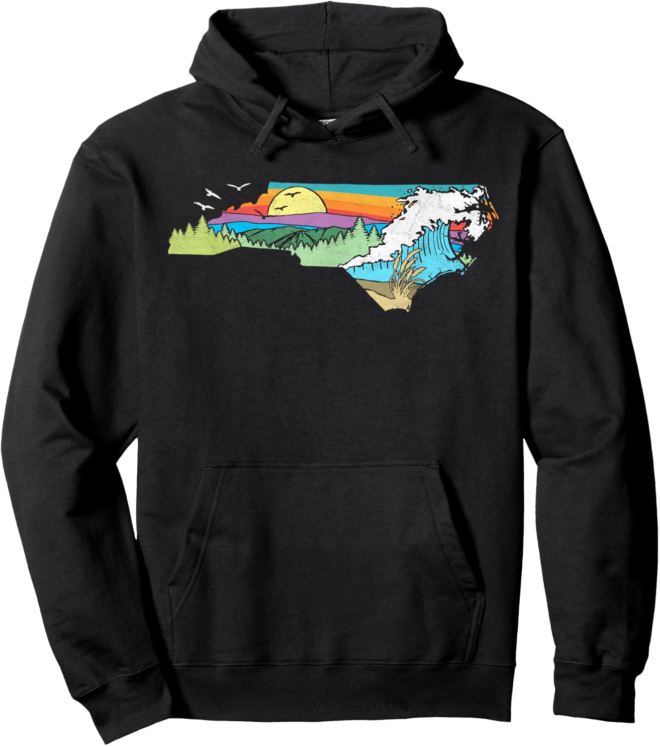 North Carolina Outdoors Retro Nature Lover Graphic Small Hoodie - Hoodie | Black