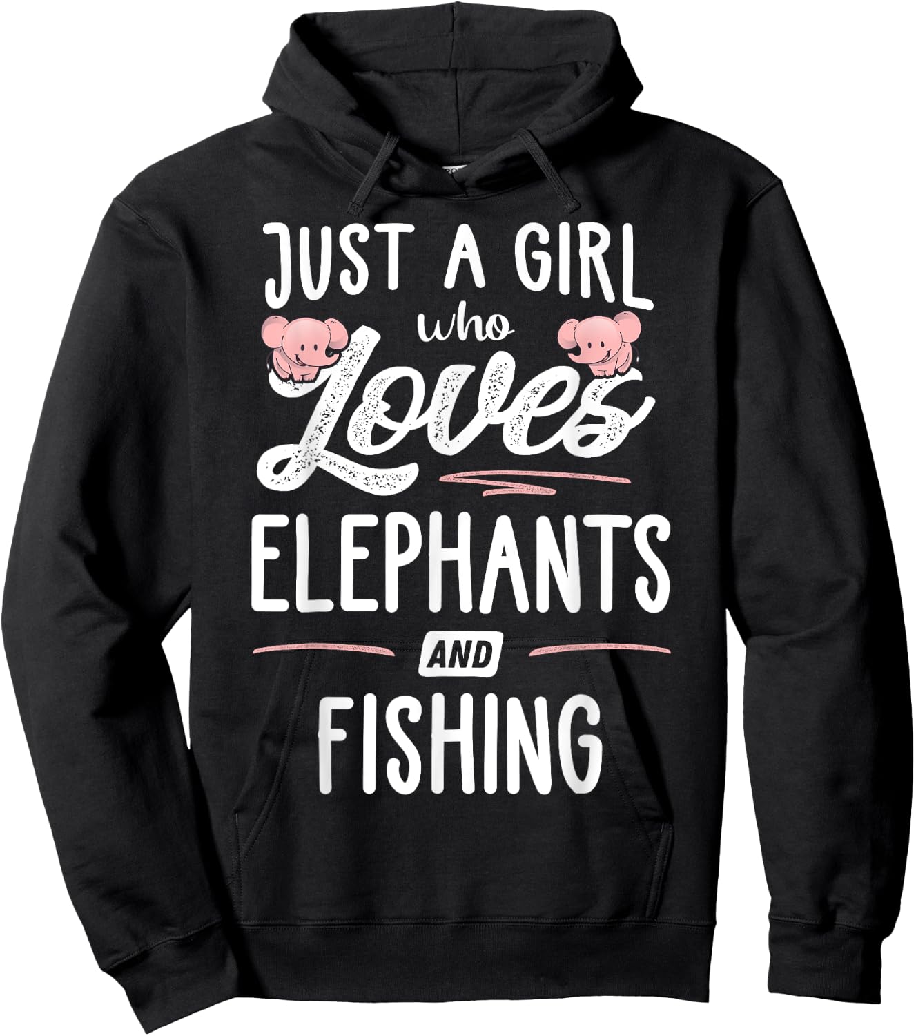 Just A Girl Who Loves Elephants And Fishing Gift Women Hoodie - Hoodie | Black