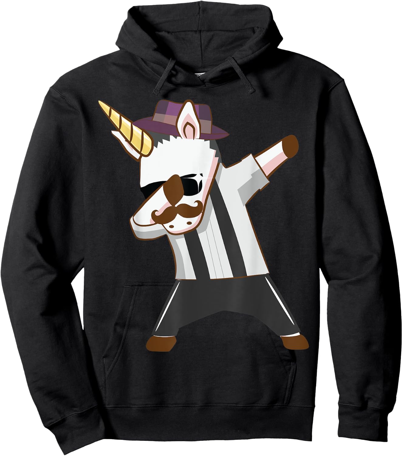 Unicorn Shirt , Funny Mustache Unicorn Dabbing Shirt Hoodie - Hoodie | Black
