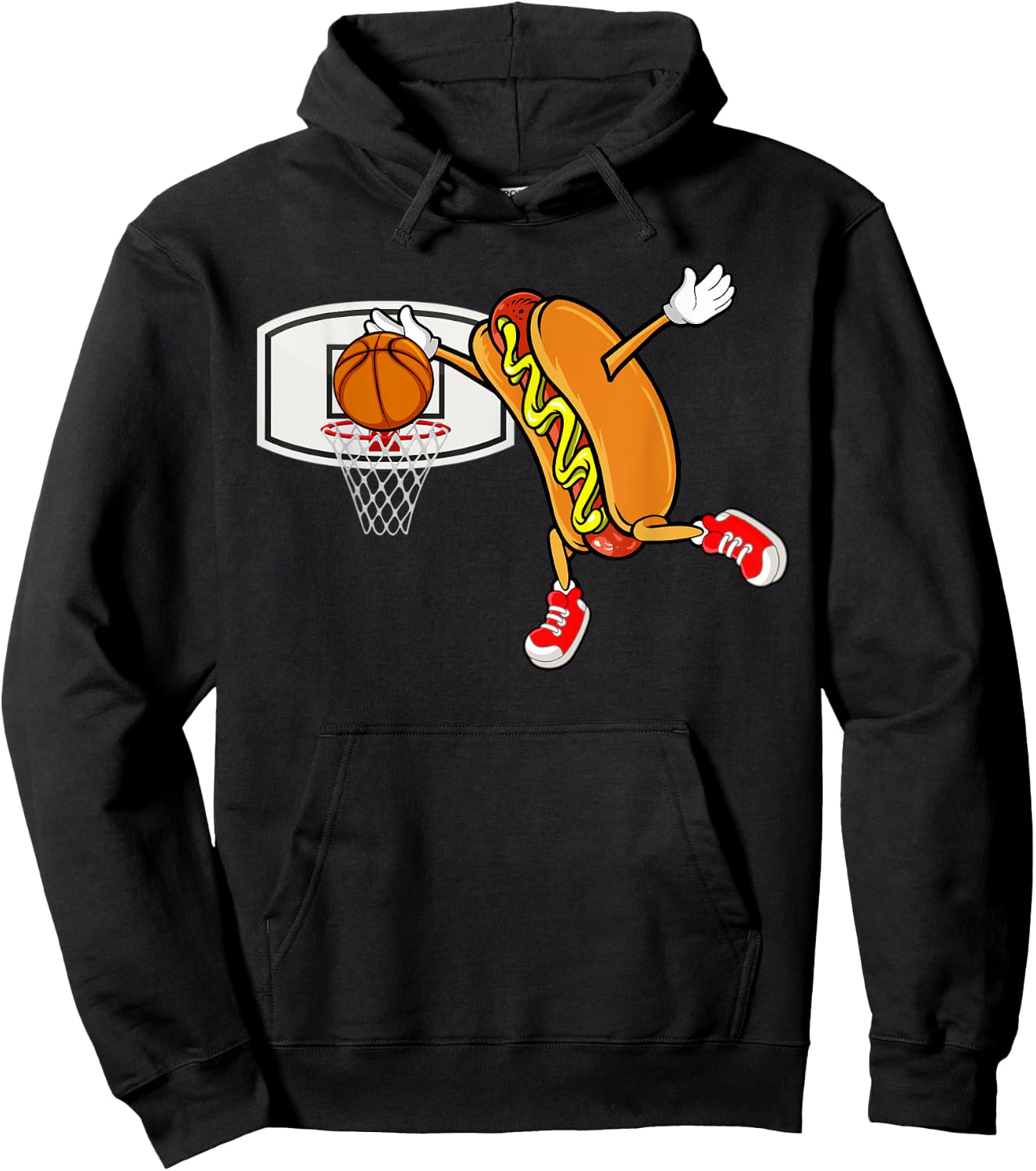 Funny Hot Dog Slam Dunk Basketball Men Women Kids Hoodie - Hoodie | Black