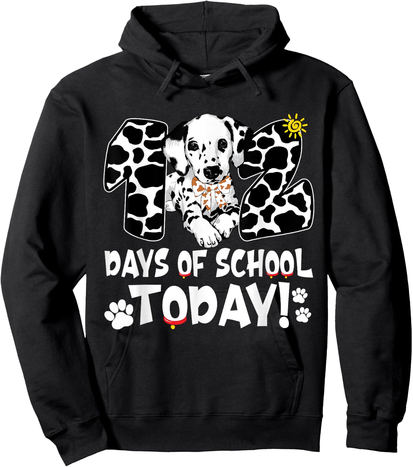 102 Days Of School Today Dalmatian Dog 100 Days Smarter Kids Hoodie - Hoodie | Black