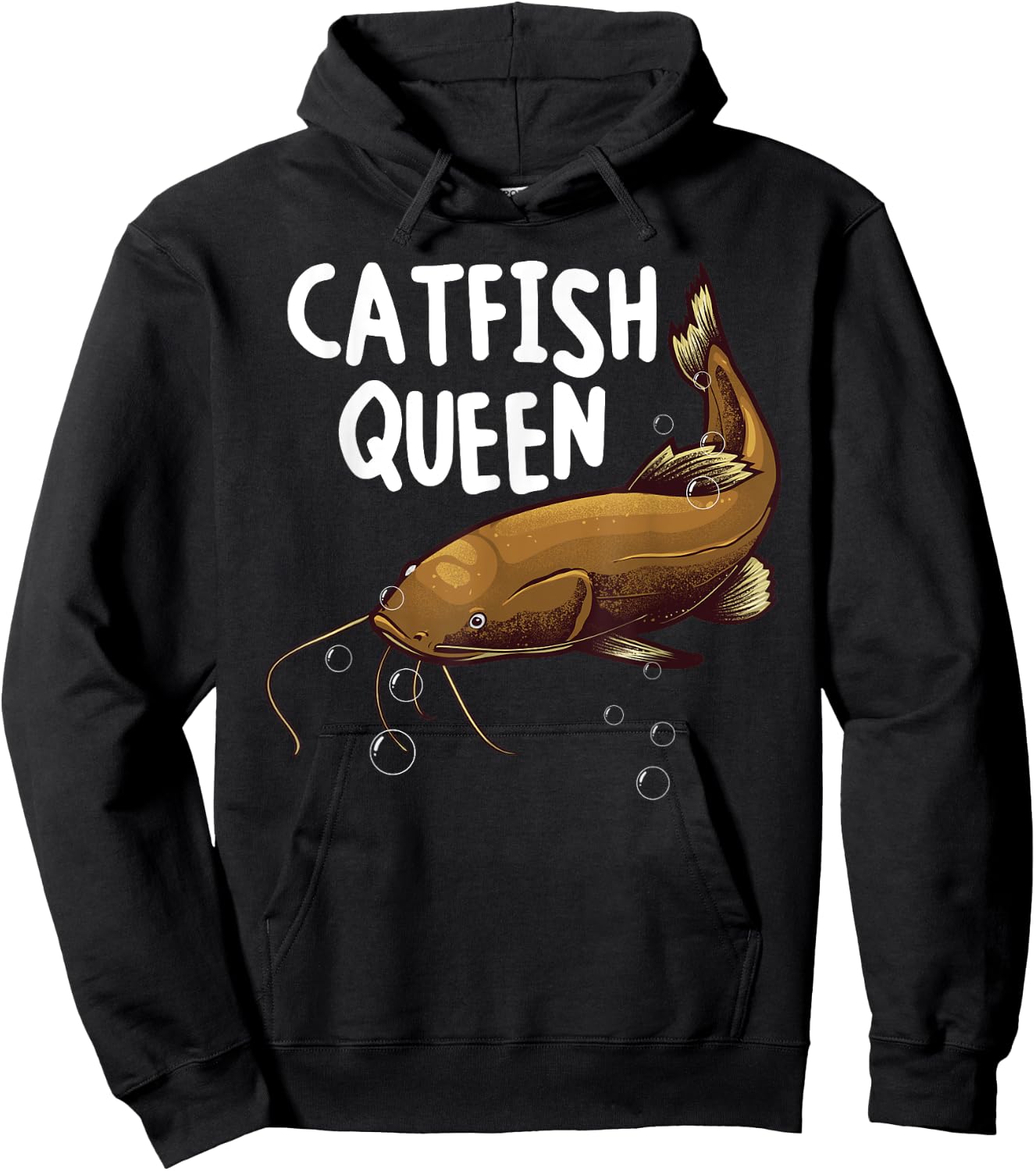 Funny Catfishing Art Women Mom Catfish Queen Fishing Hunters Hoodie - Hoodie | Black
