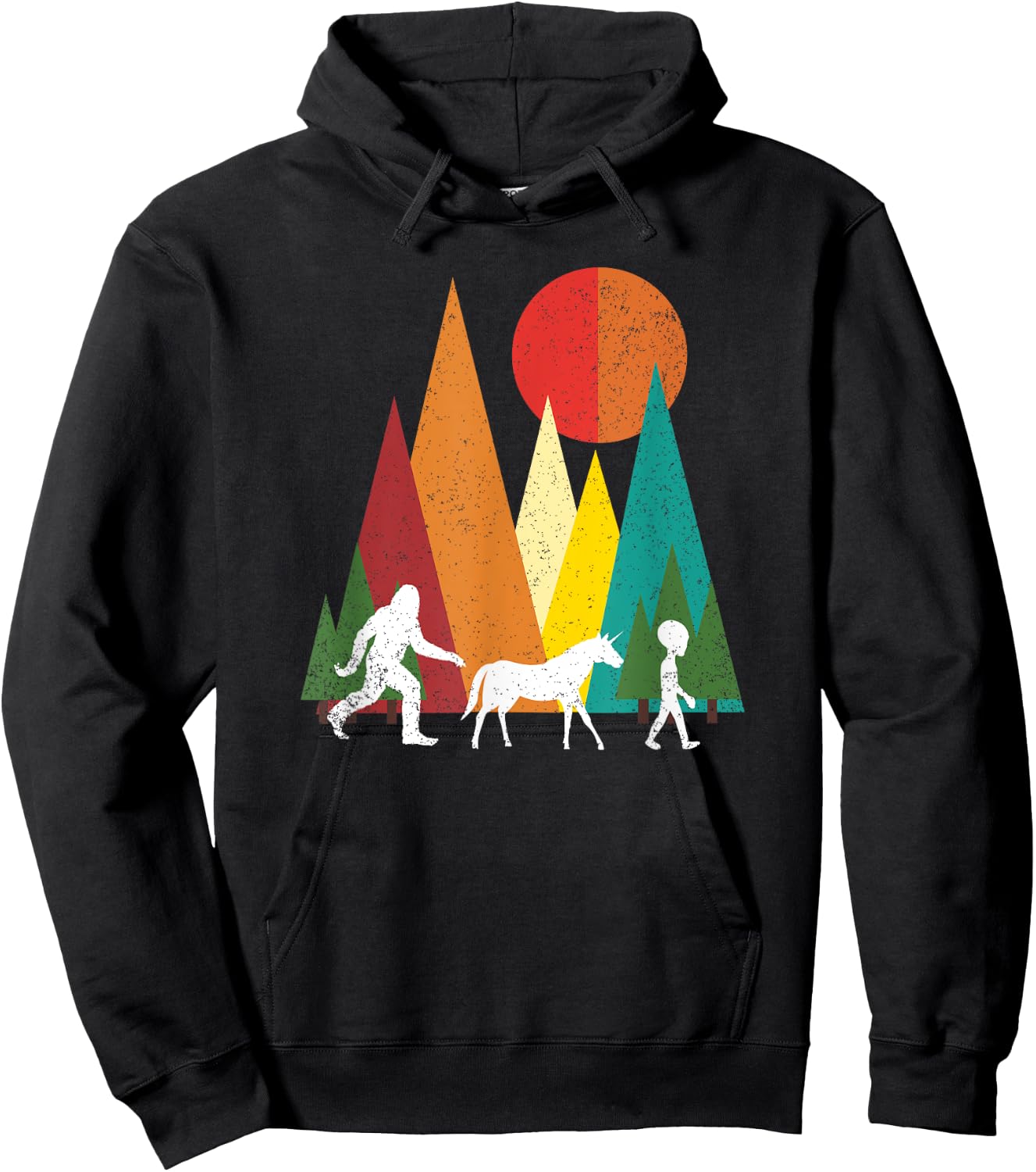 Bigfoot alien unicorn alien fantasy Gift Hoodie - Hoodie | Black